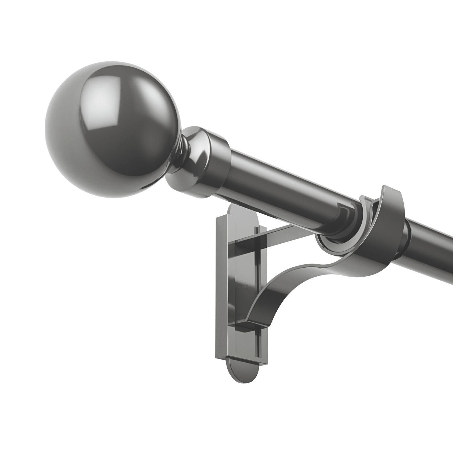 Rothley Polished Gunmetal Extendable Curtain Pole w/ Orb Finials 28mm x 71-120cm (303YU)
