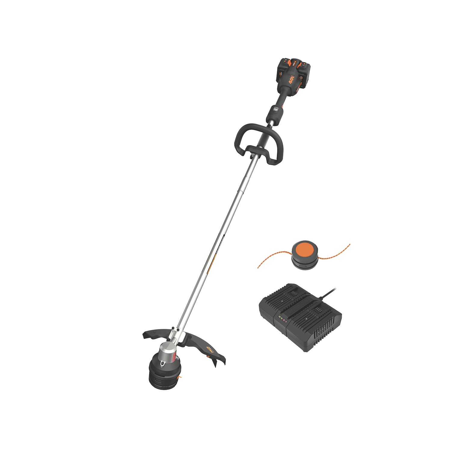Worx WG185E 40V 2 x 4.0Ah Lithium PowerShare Brushless Cordless Grass Trimmer (304HA)