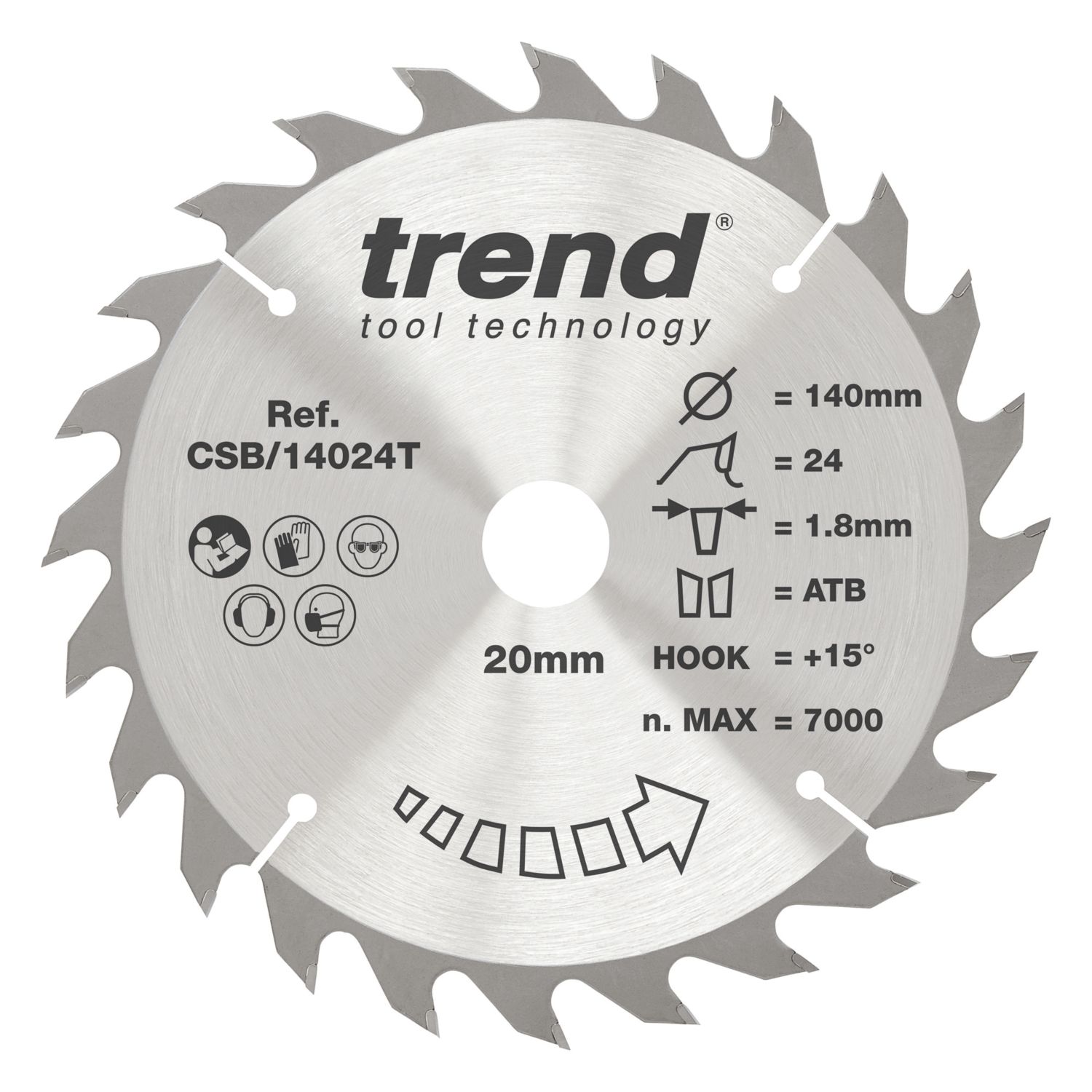 Trend Wood/Chipboard/MDF Circular Saw Blade 140mm x 20mm 24T (305AF)