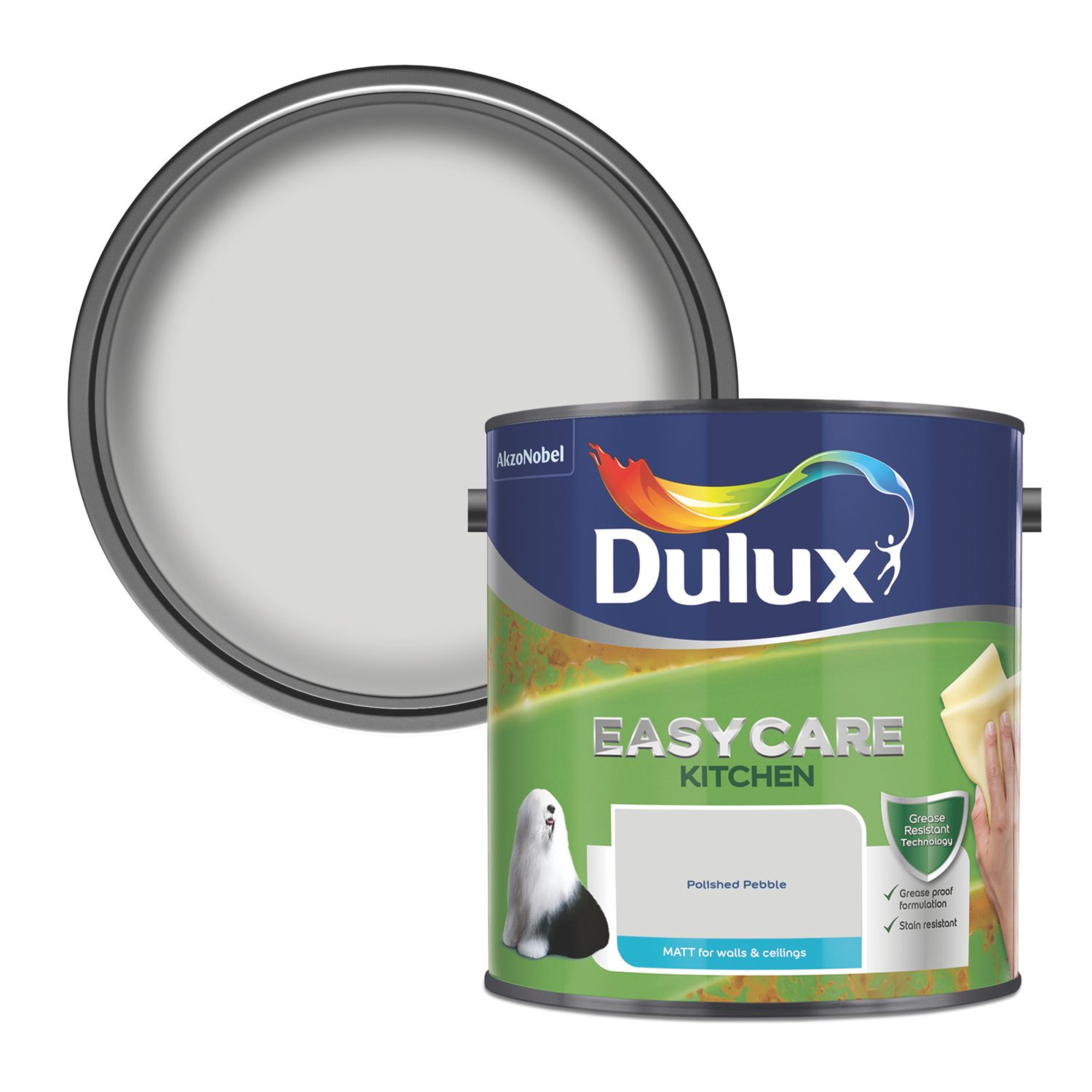 Dulux Easycare 2.5Ltr Polished Pebble Matt Emulsion Kitchen Paint (305CG)