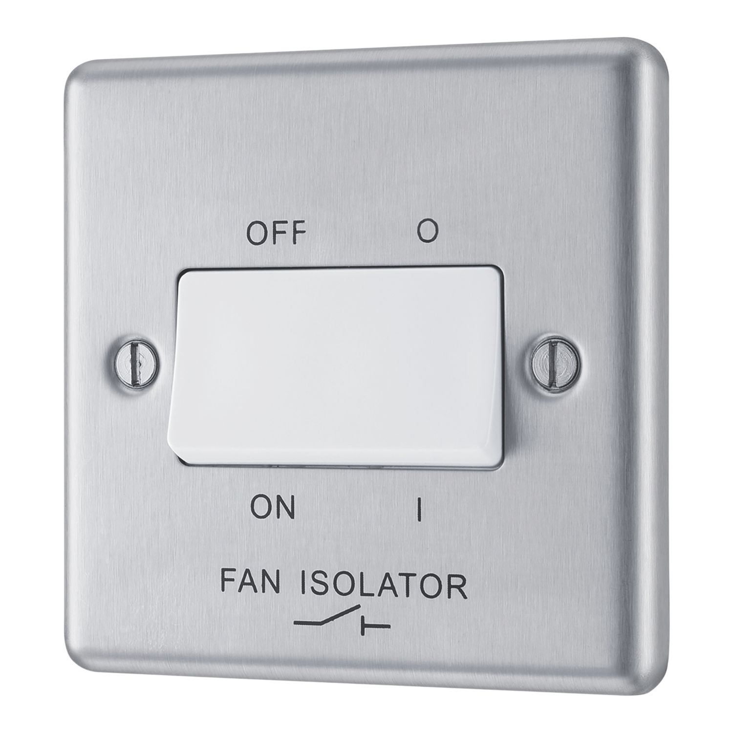 LAP 10AX 1-Gang 3-Pole Fan Isolator Switch Brushed Stainless Steel with White Inserts (306PN)