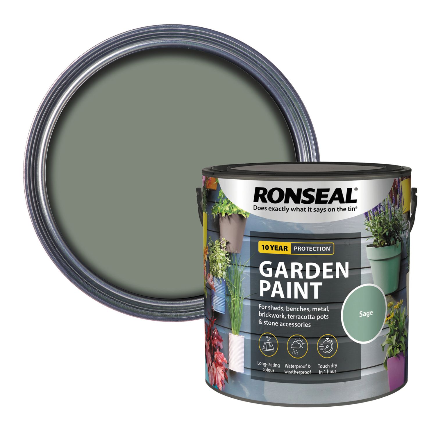 Ronseal 2.5Ltr Sage Matt Garden Paint (3074H)