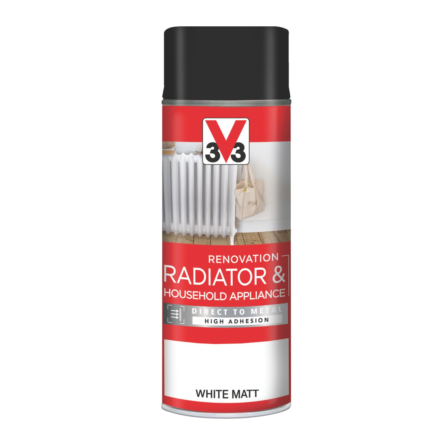 V33 400ml White Matt Heat Resistant Radiator & Appliance Spray Paint (307FW)
