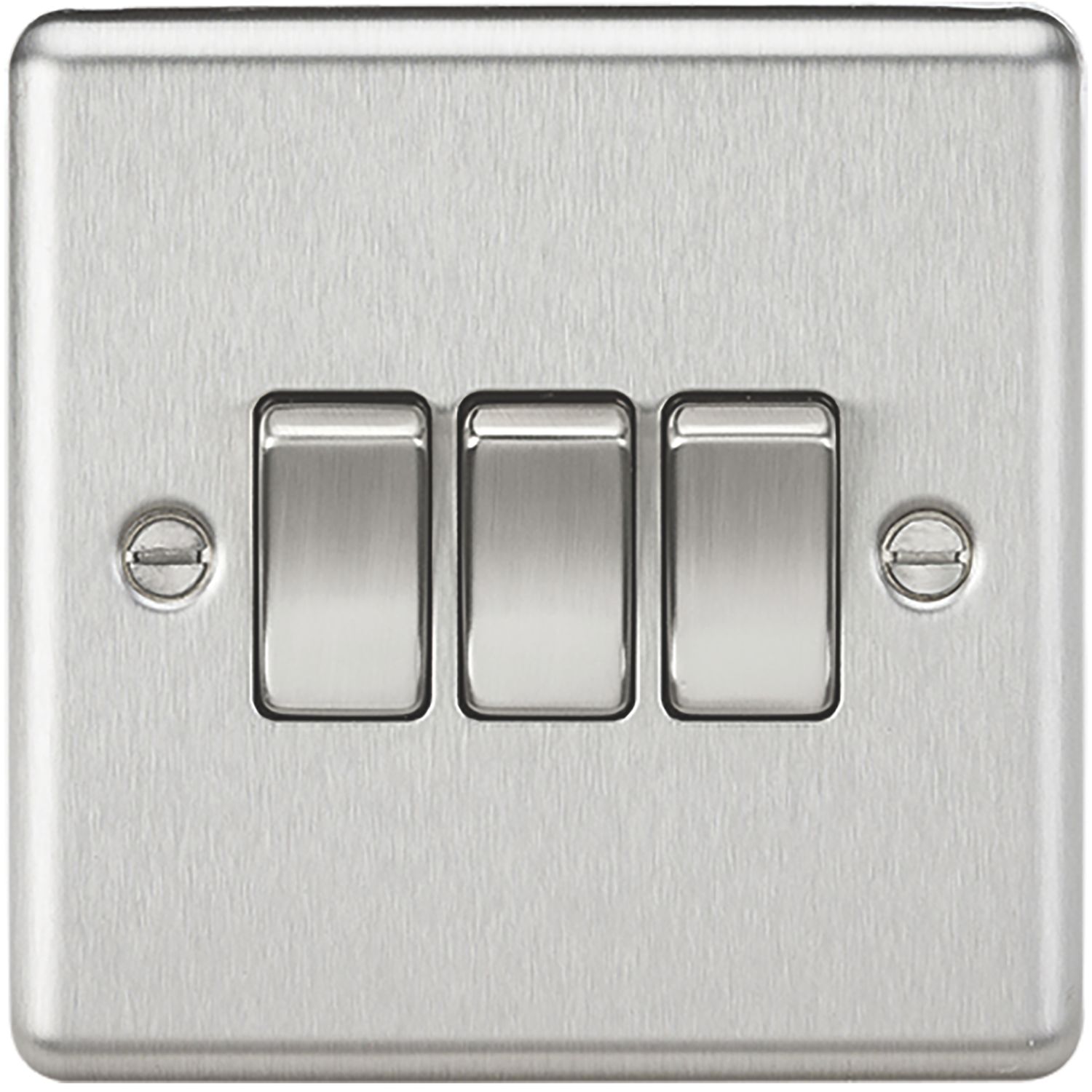 Knightsbridge 10AX 3-Gang 2-Way Light Switch Brushed Chrome (307VF)