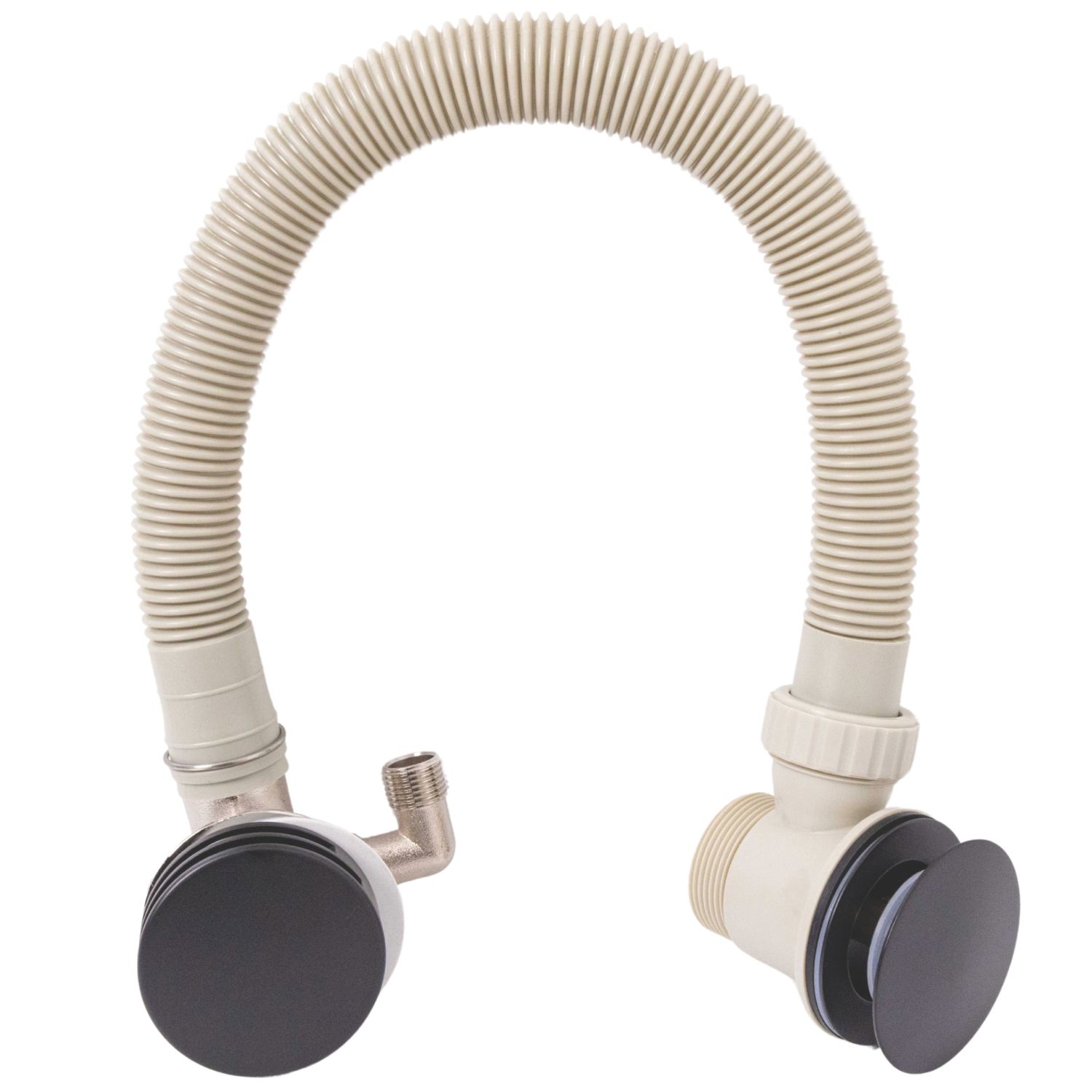 ETAL Freeflow Matt Black Round Head Bath Overflow Filler Tap With Clicker Waste (308VN)