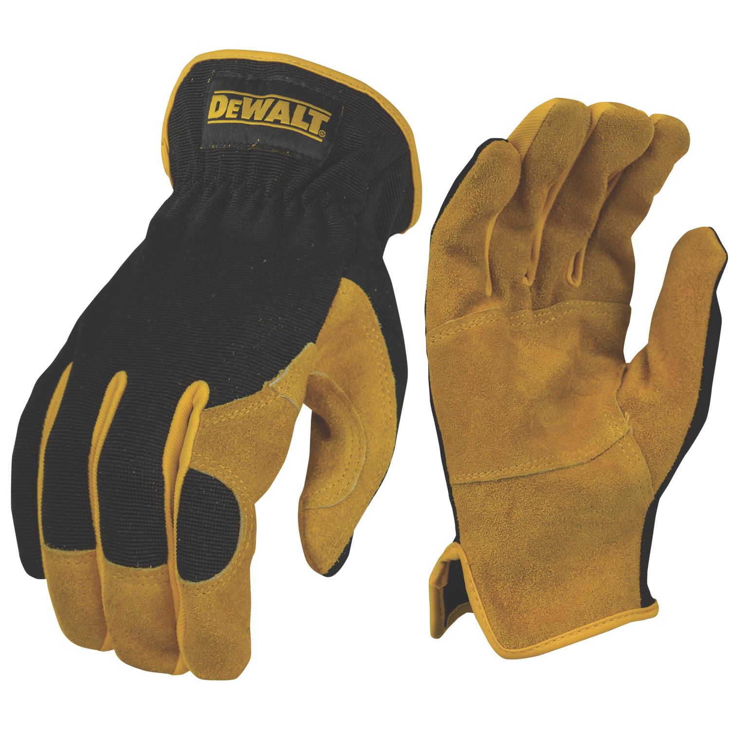 DEWALT DPG216L Leather Performance Hybrid Gloves Black/Yellow Large (309KX)