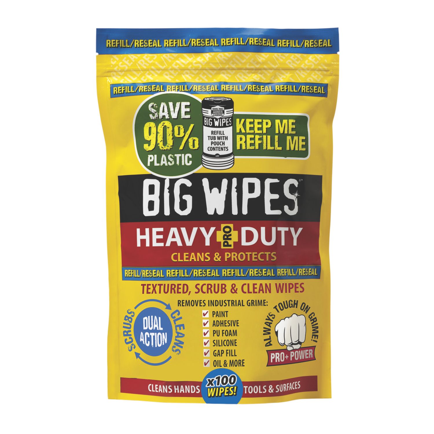 Big Wipes Heavy-Duty Wipes Refill 100 Pack (310CE)