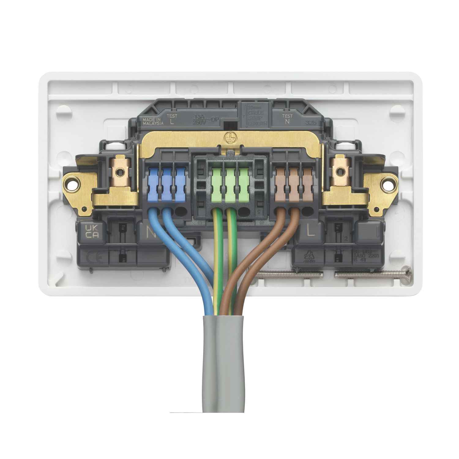 MK Logic Plus Rapid Fix 13A 2-Gang DP Switched Sockets White 5 Pack (313PH)