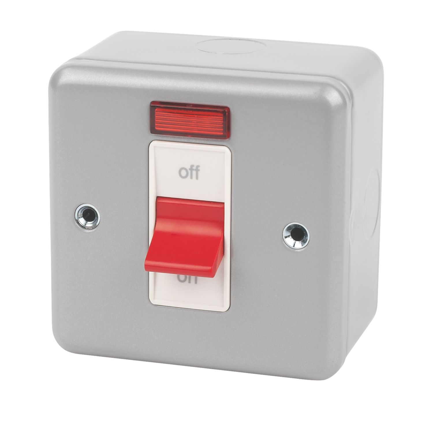 MK Metalclad Plus 32A 1-Gang DP Metal Clad Control Switch with Neon with White Inserts (31874)