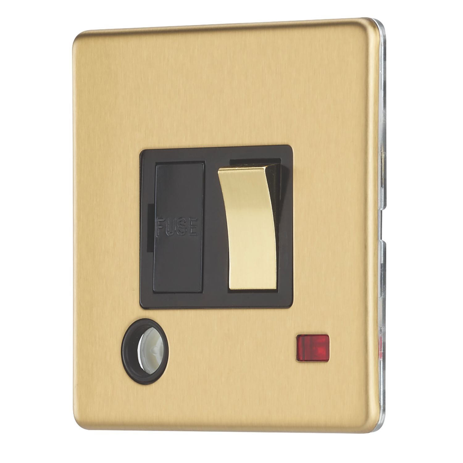 Contactum Lyric 13A Switched Fused Spur & Flex Outlet with Neon Brushed Brass with Black Inserts (319RP)