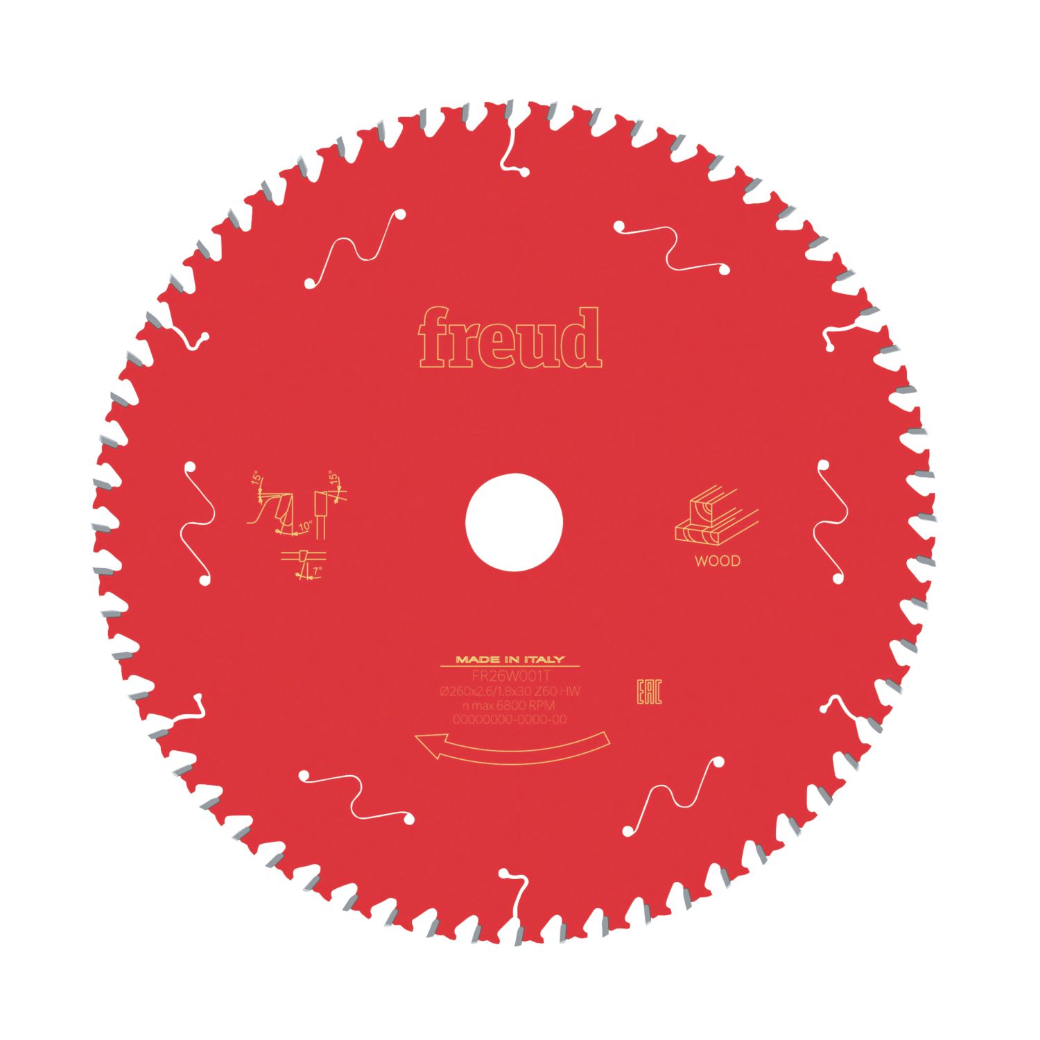 Freud Wood Table Saw Blade 260mm x 30mm 60T (323KJ)