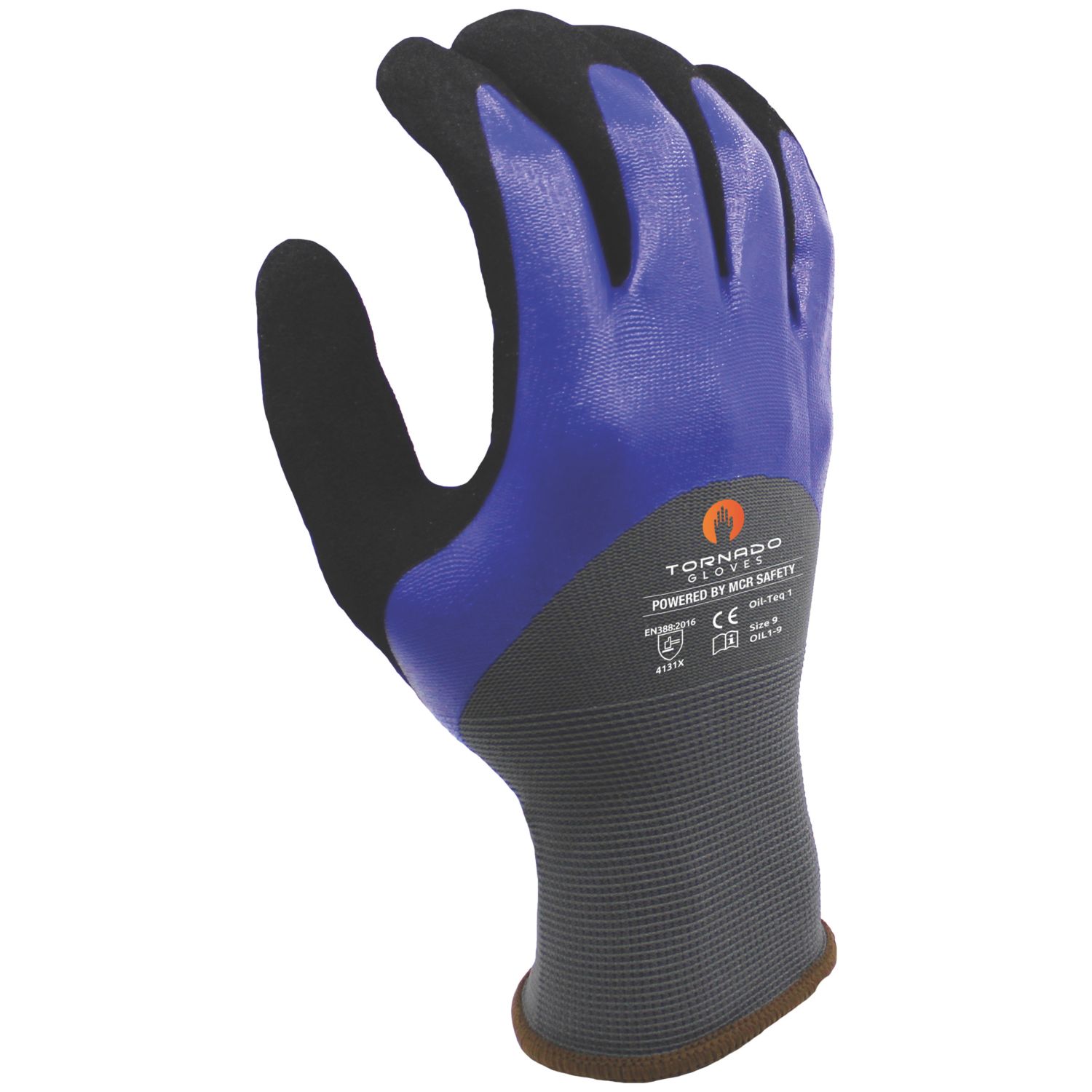 MCR Safety OilTeq General Handling Gloves Blue/Black Large 1 Pair (323YM)