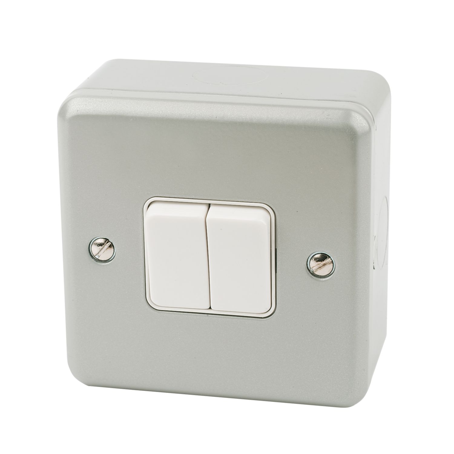 MK Metalclad Plus 10AX 2-Gang 2-Way Metal Clad Light Switch with White Inserts (32770)