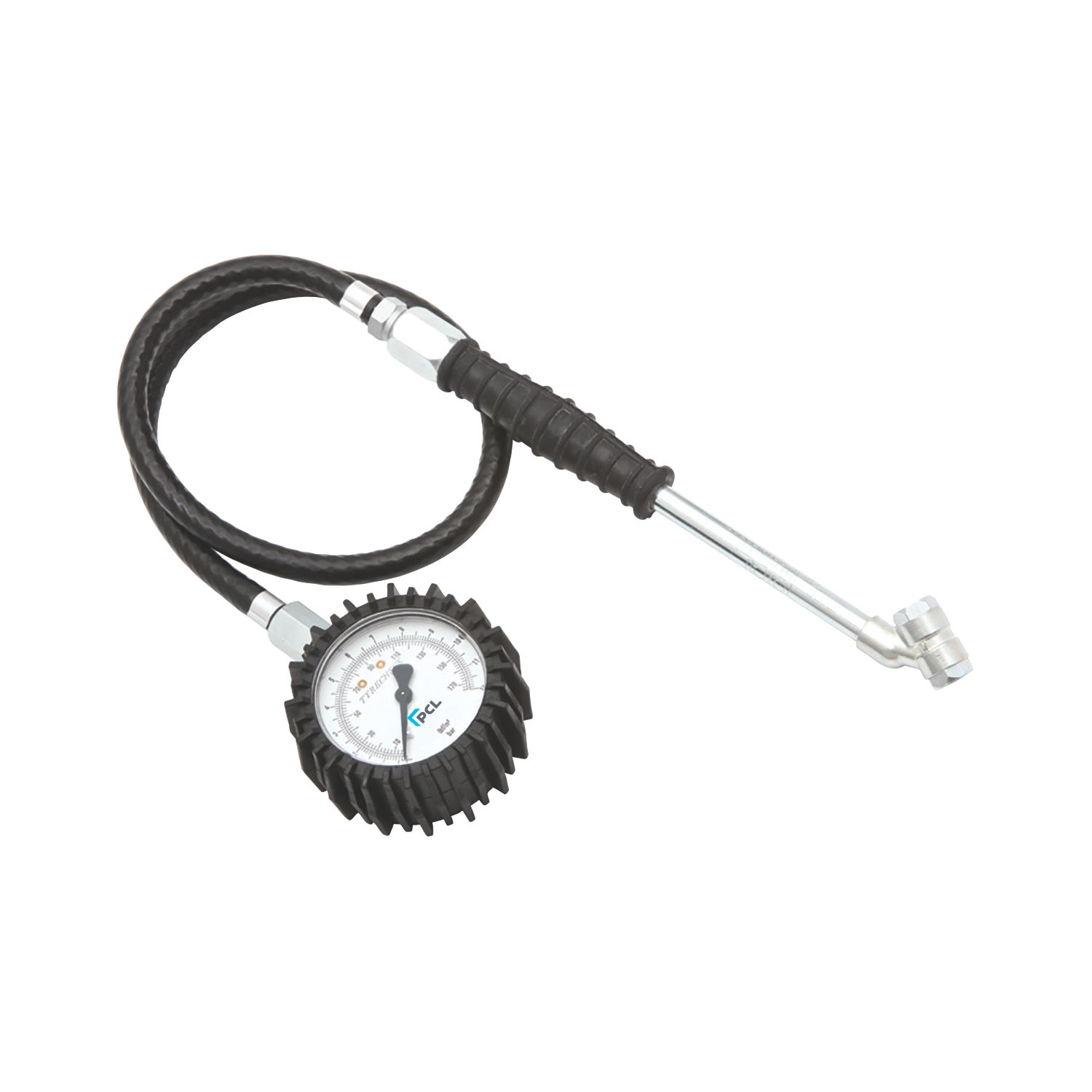 PCL DPG1H03 Tyre Pressure Gauge with Twin Hold-On Connector (327GY)