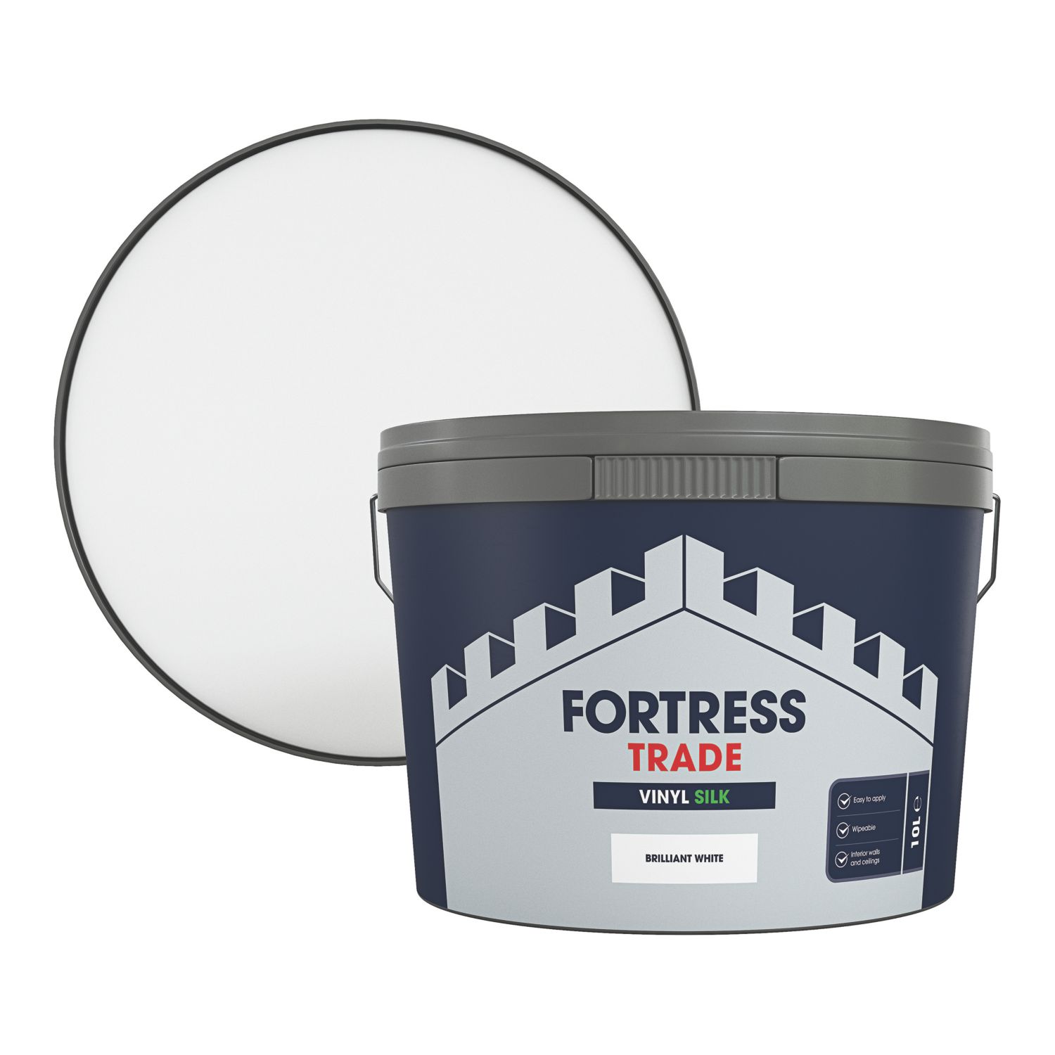 Fortress Trade 10Ltr White Vinyl Silk Emulsion Paint (328JM)