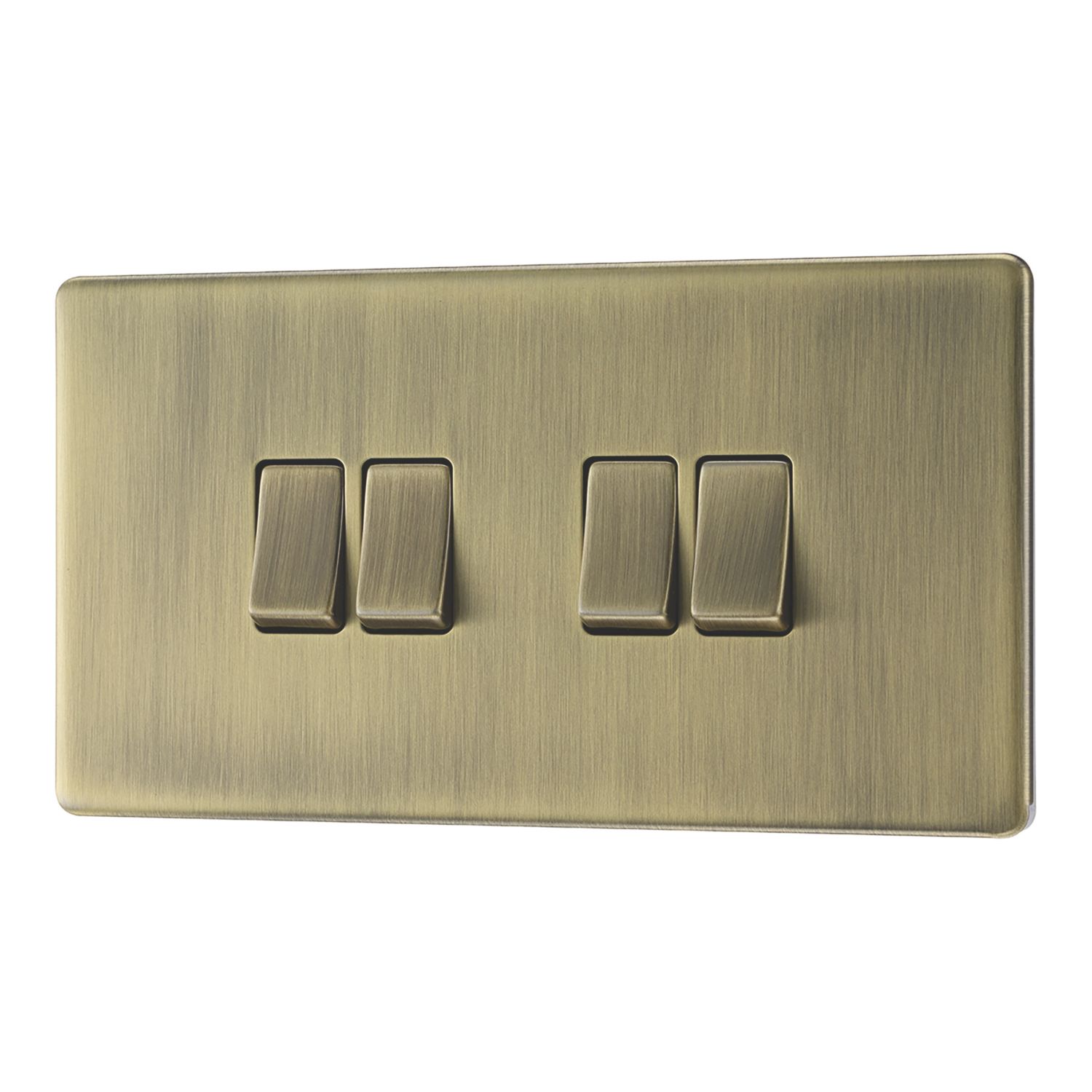 LAP 20A 16AX 4-Gang 2-Way Switch Antique Brass with Colour-Matched Inserts (329PN)