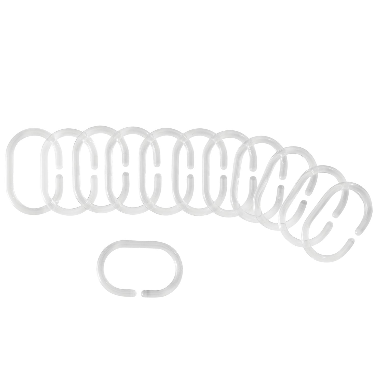 Shower Curtain Rings Transparent 12 Pack (329RE)