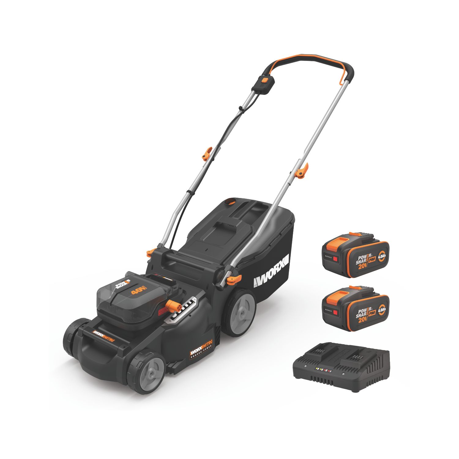 Worx WG737E 40V 2 x 4.0Ah Li-Ion PowerShare Pro Brushless Cordless 37cm Lawn Mower (329YU)