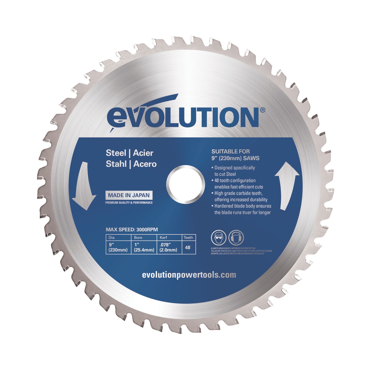 Evolution M230TCT-48CS Mild Steel Circular Saw Blade 230mm x 25.4mm 48T (333AK)