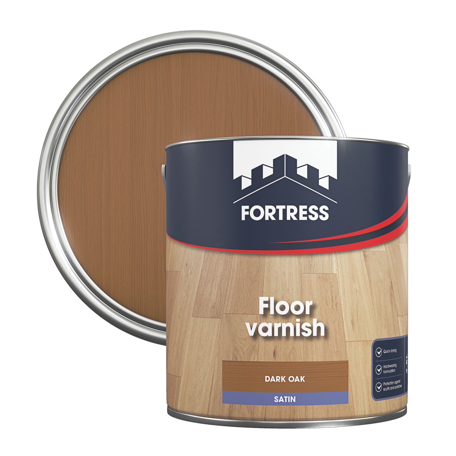 Fortress 2.5Ltr Dark Oak Satin Water-Based Floor Varnish (335JM)
