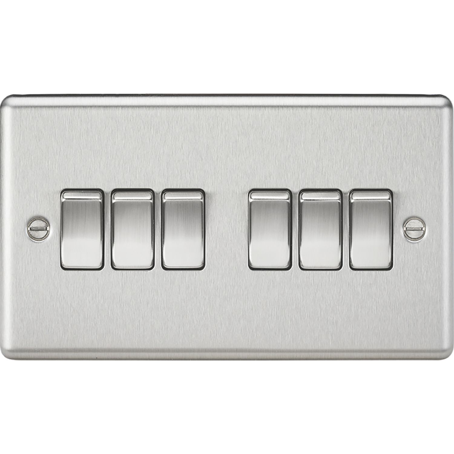 Knightsbridge 10AX 6-Gang 2-Way Light Switch Brushed Chrome (335TY)