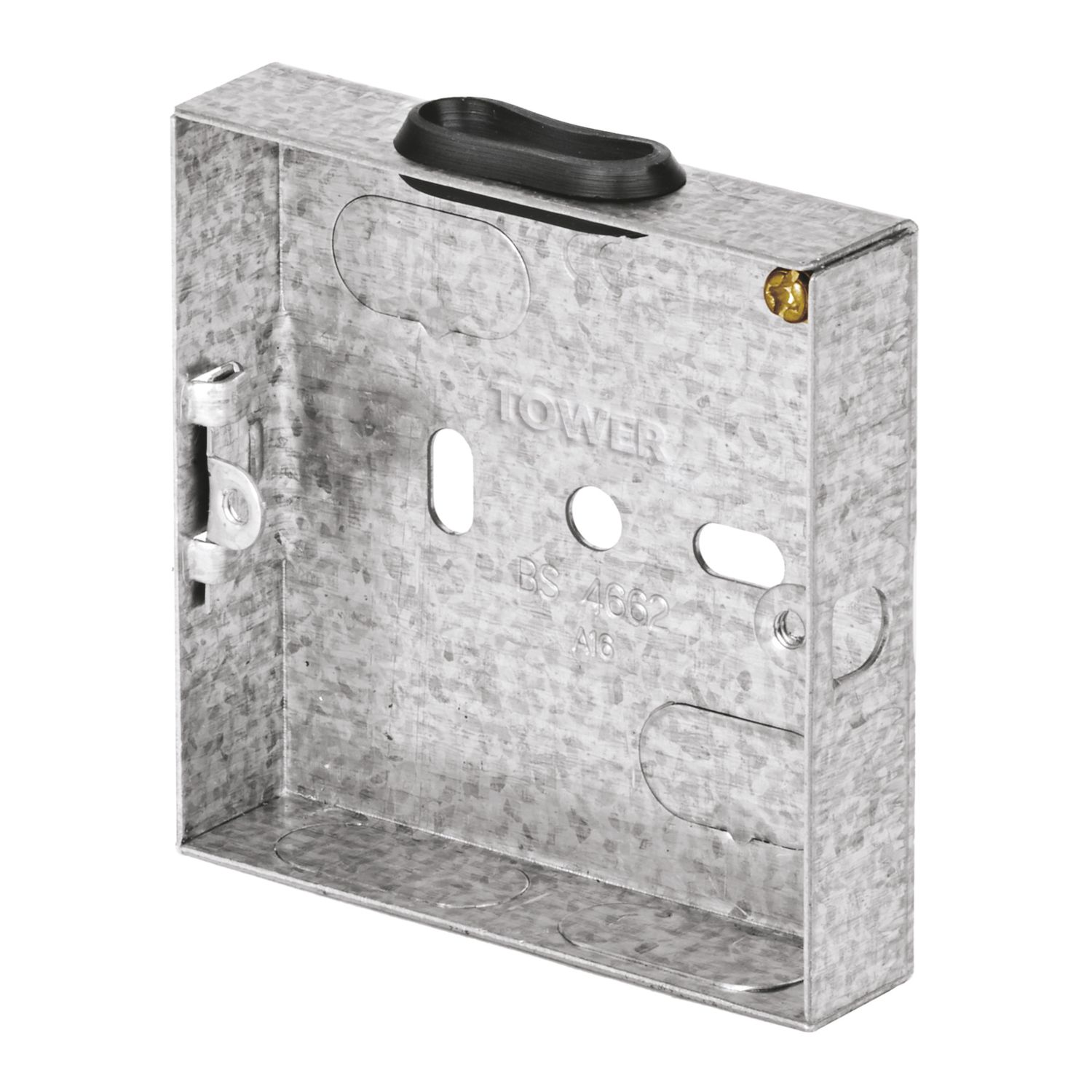Tower 1-Gang Galvanised Steel Knockout Back Box 16mm (336AW)