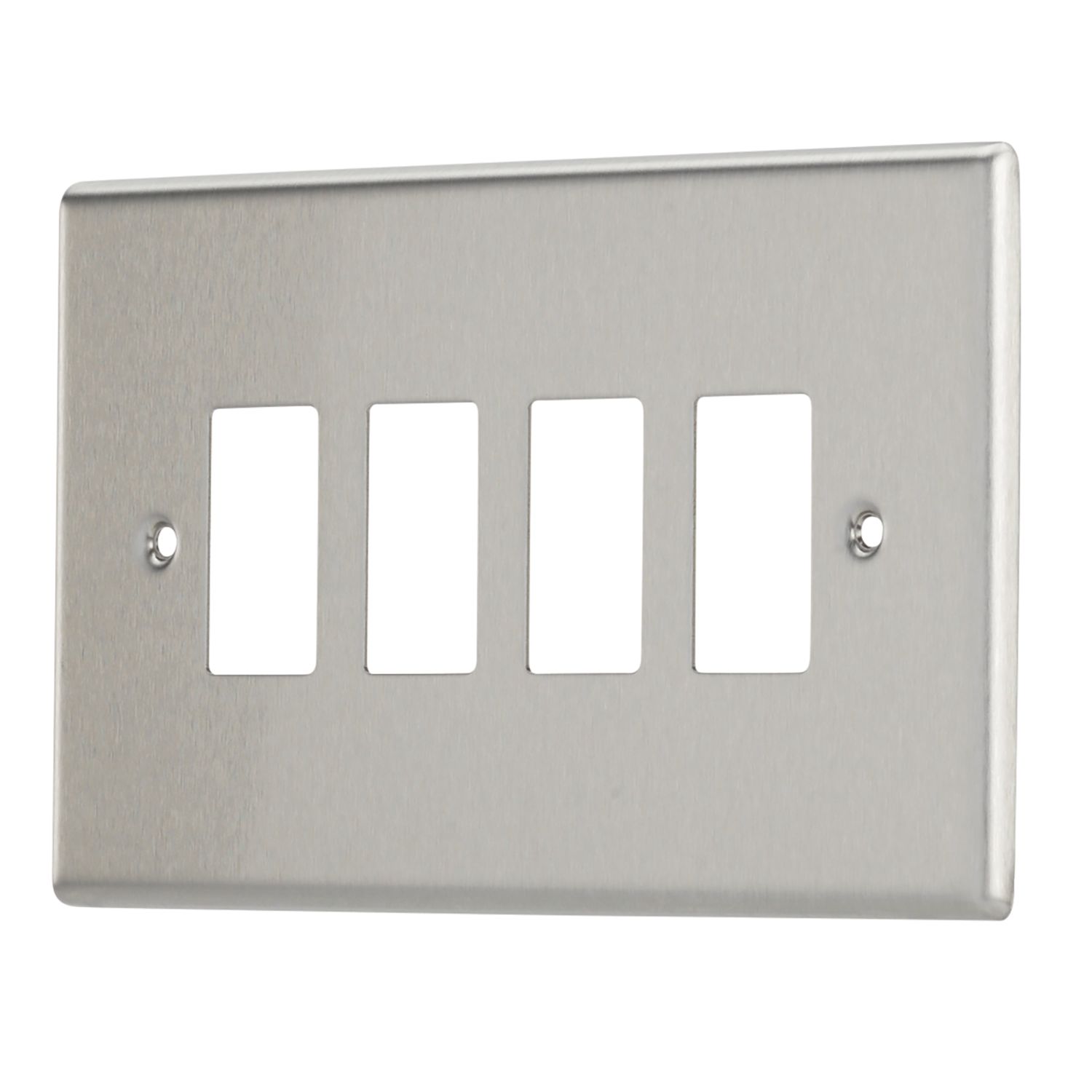 Contactum iConic 4-Module Grid Faceplate Brushed Steel (336RR)