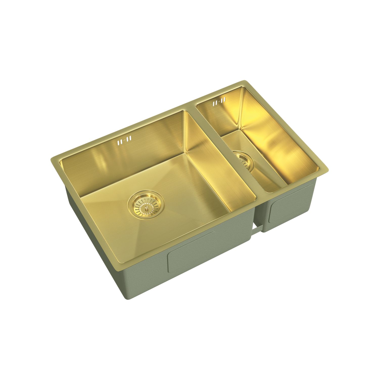 ETAL Elite 1.5 Bowl Stainless Steel Kitchen Sink Brushed Brass Left-Handed 670mm x 440mm (336VN)