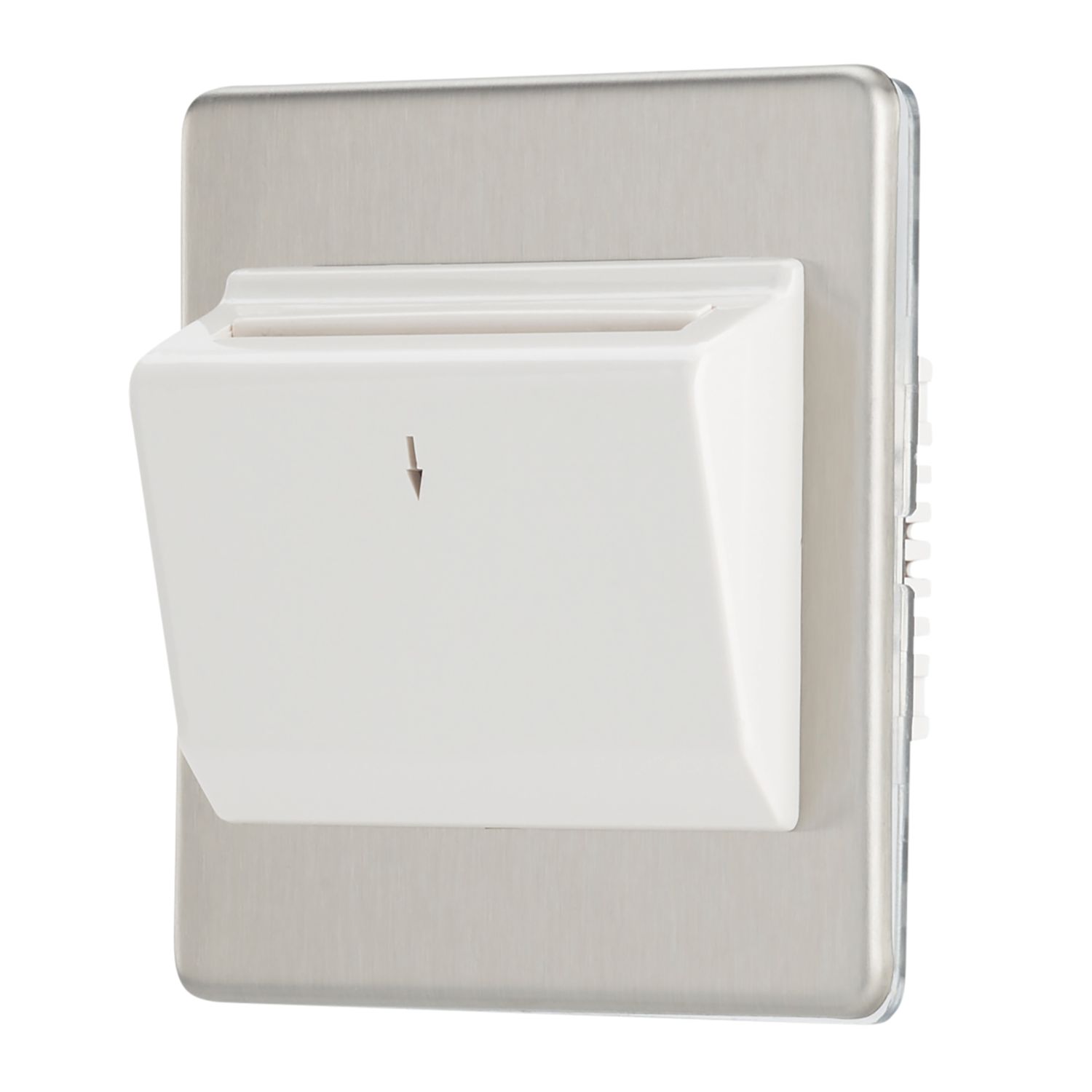 Contactum Lyric 10AX Key Card Switch Brushed Steel with White Inserts (338RP)