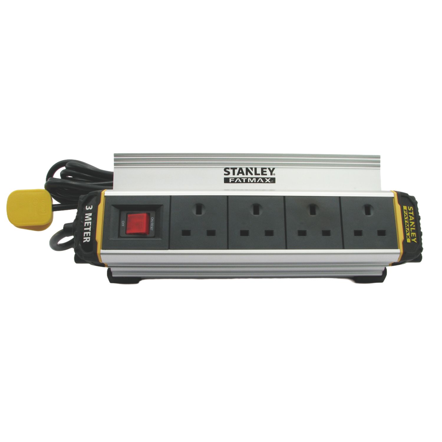 Stanley 13A 4-Gang Switched Power Strip With Clamp Red 3m (338VA)