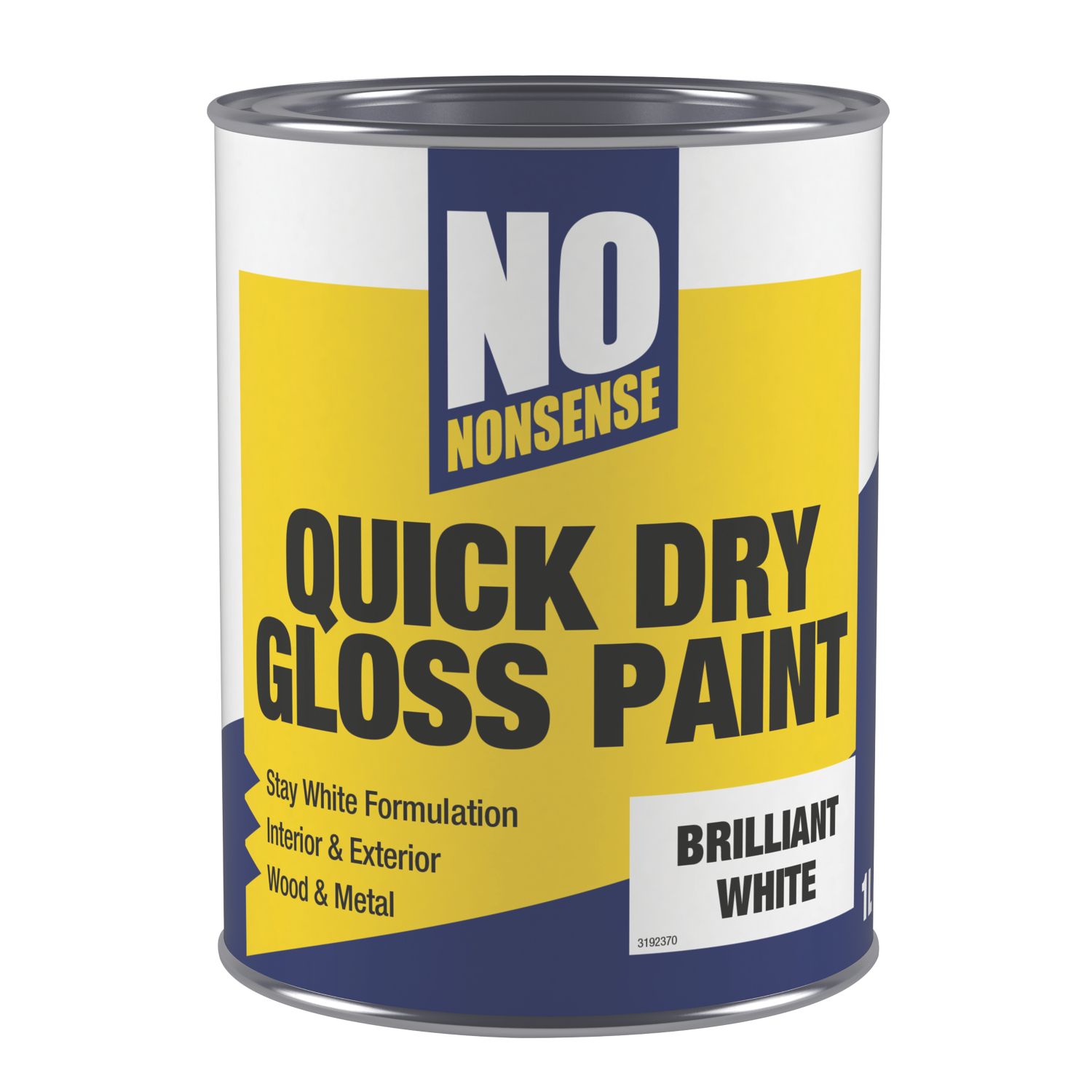 No Nonsense 1Ltr Pure Brilliant White Gloss Water-Based Trim Paint (3399X)