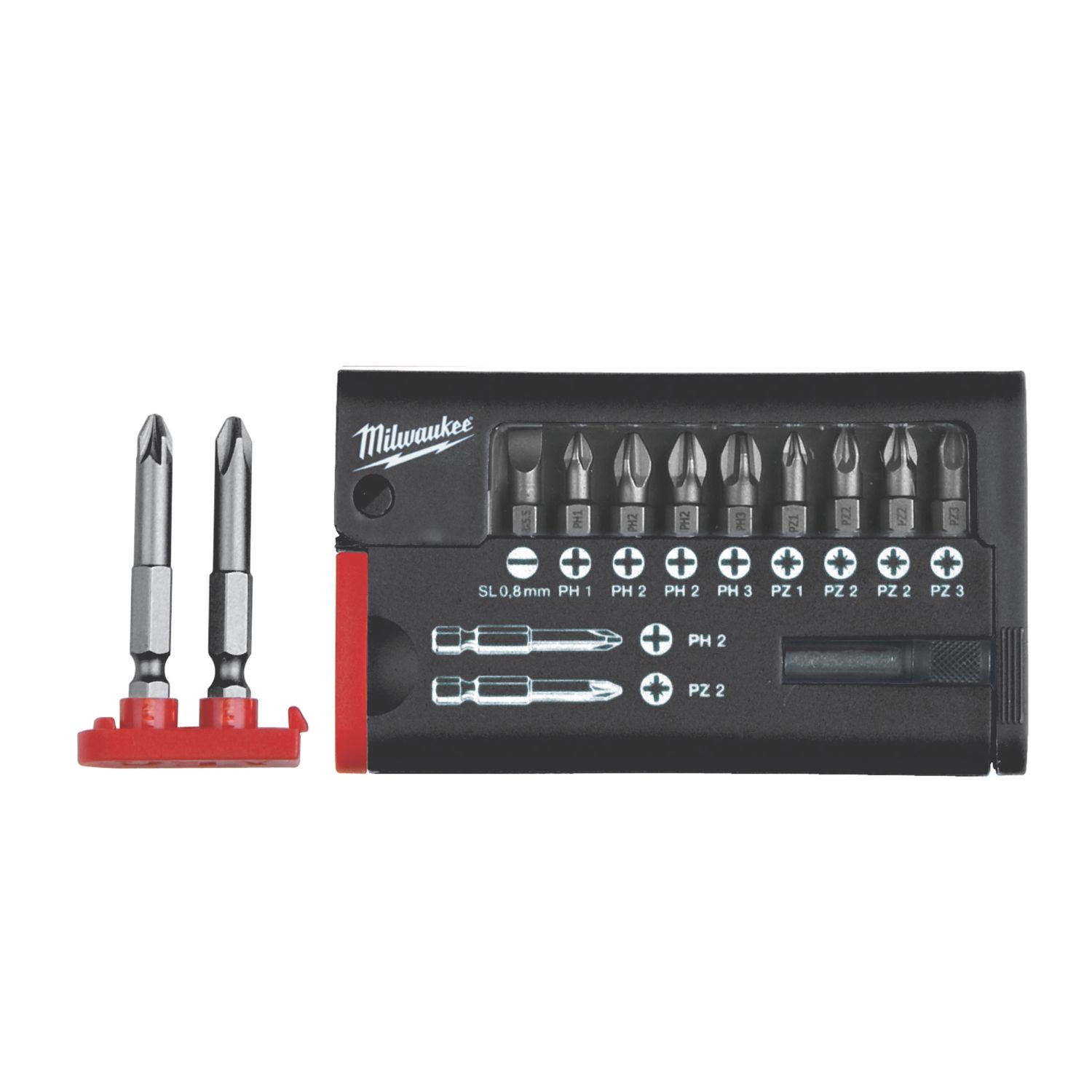 Milwaukee COMPACT 1/4" Hex Shank Mixed Screwdriver Bit Set Cassette 12 Pieces (339GE)