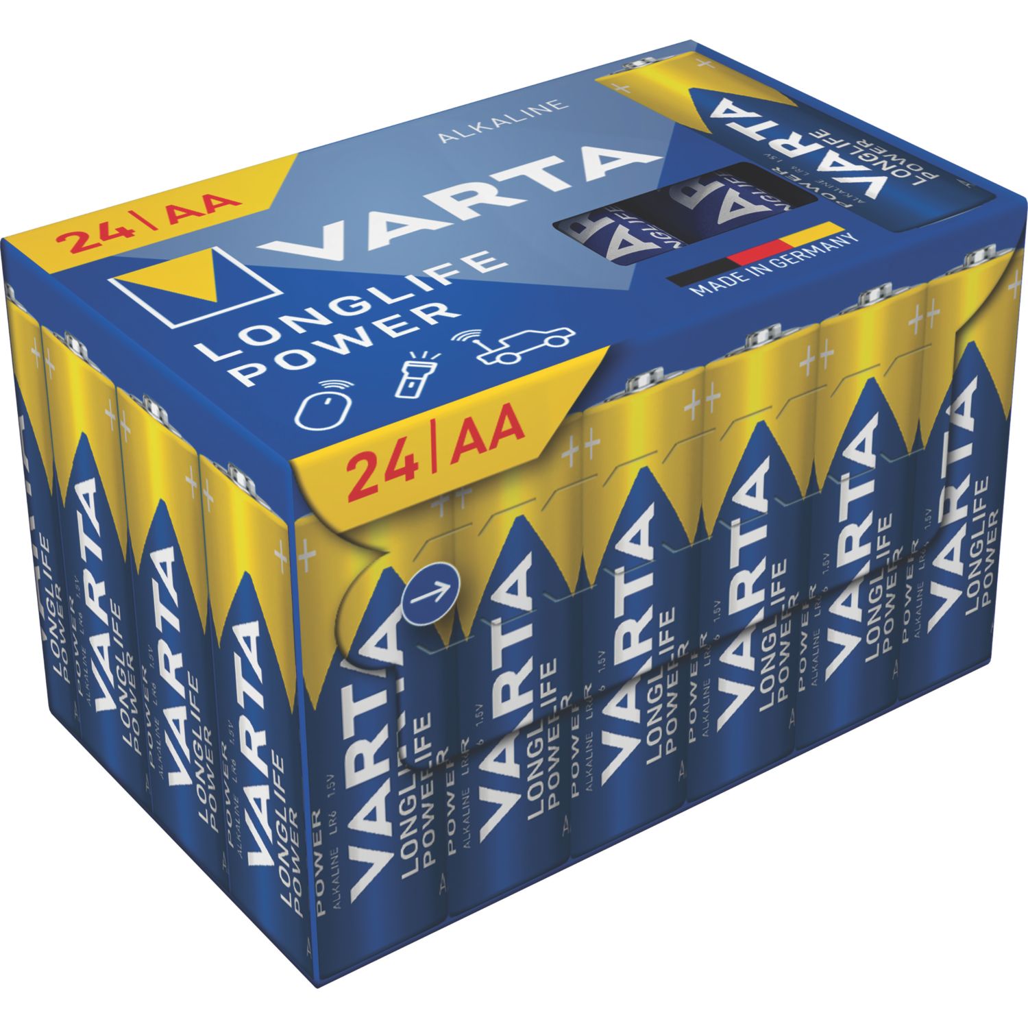 Varta Longlife Power AA 1.5V Alkaline Batteries 24 Pack (339YW)
