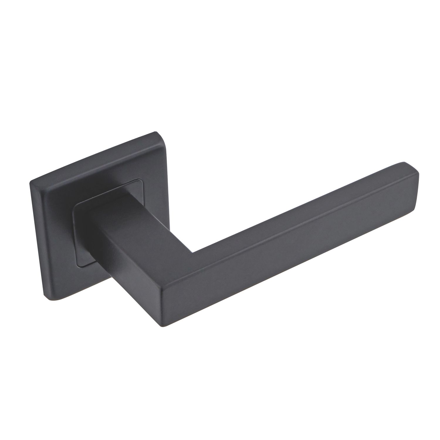 Eclipse Insignia Square Fire Rated Lever on Rose Door Handle Pair Matt Black (340KW)