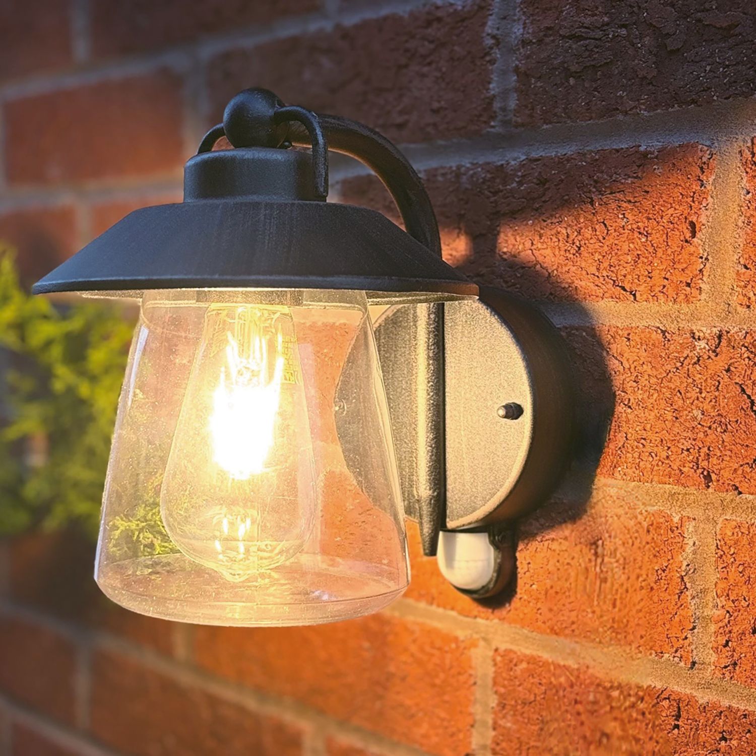 Lutec Cate Outdoor Wall Light With PIR Sensor Black Rust (341AJ)