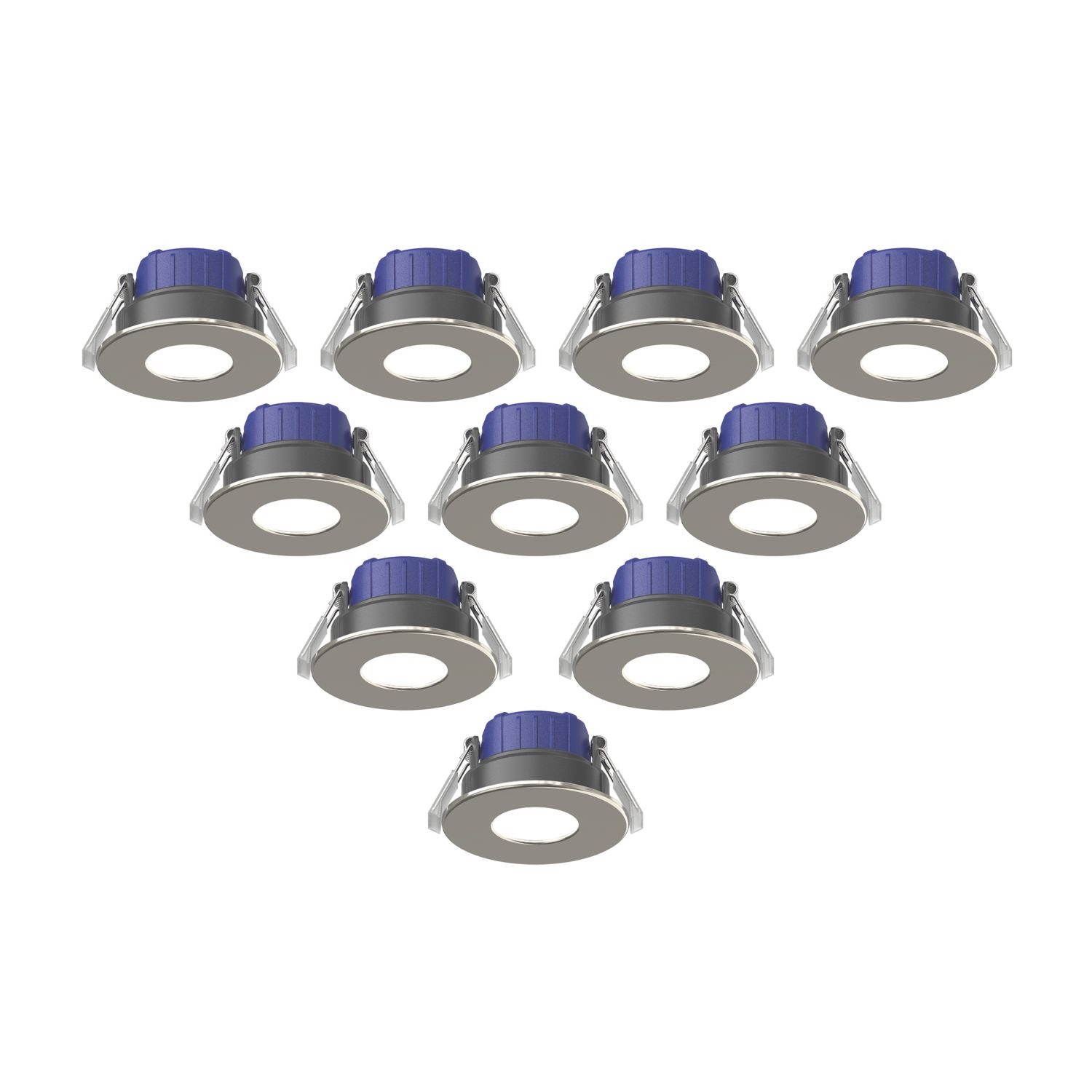 LAP Chaac Fixed Fire Rated LED Downlights Brushed Nickel 5.5W 600lm 10 Pack (341RE)