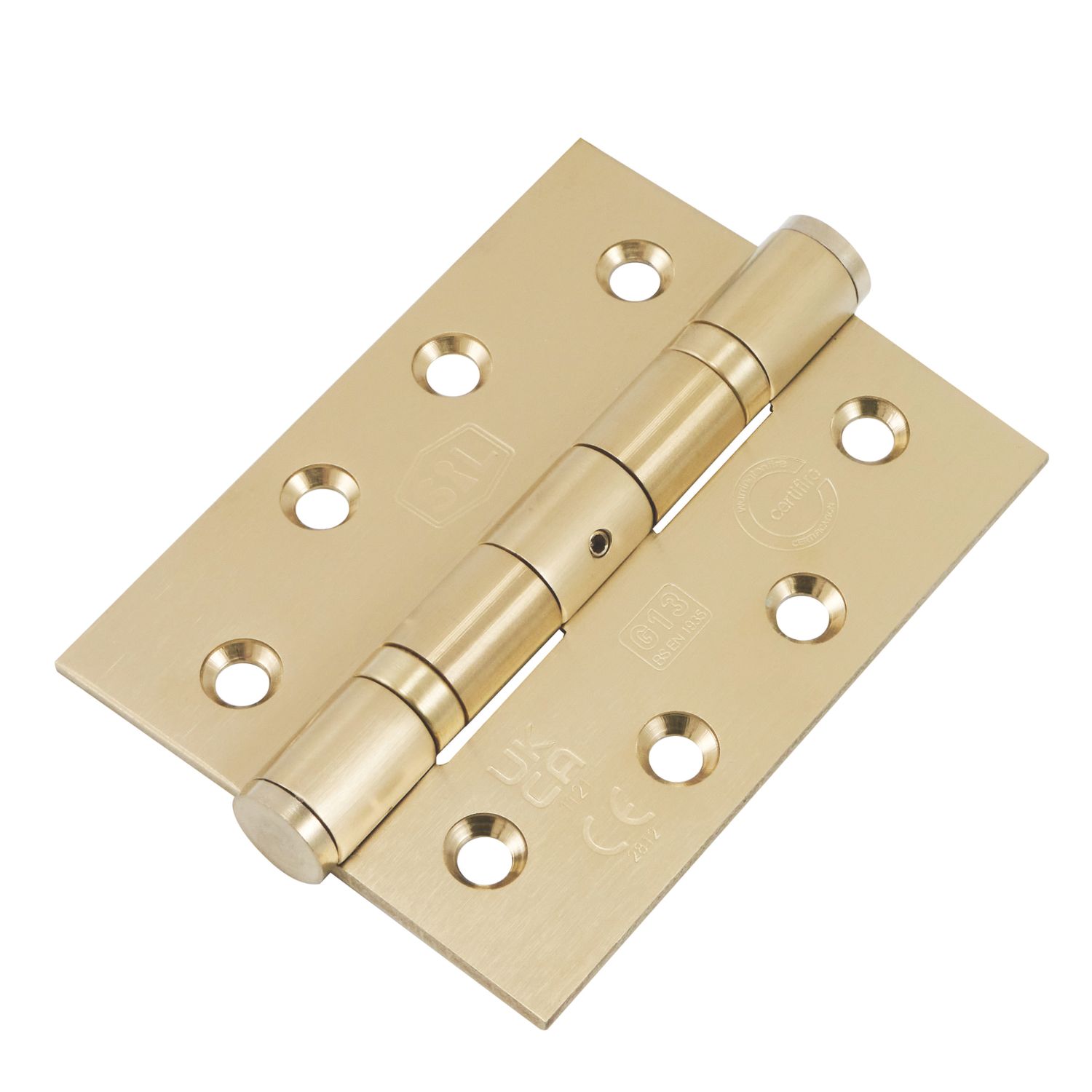 Smith & Locke Brass Grade 13 Fire Rated Ball Bearing Door Hinges 102mm x 76mm 2 Pack (344PY)