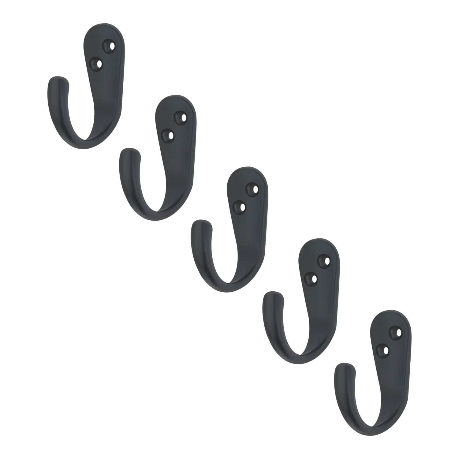 Essentials Single Hooks Black 46mm 5 Pack (345TA)