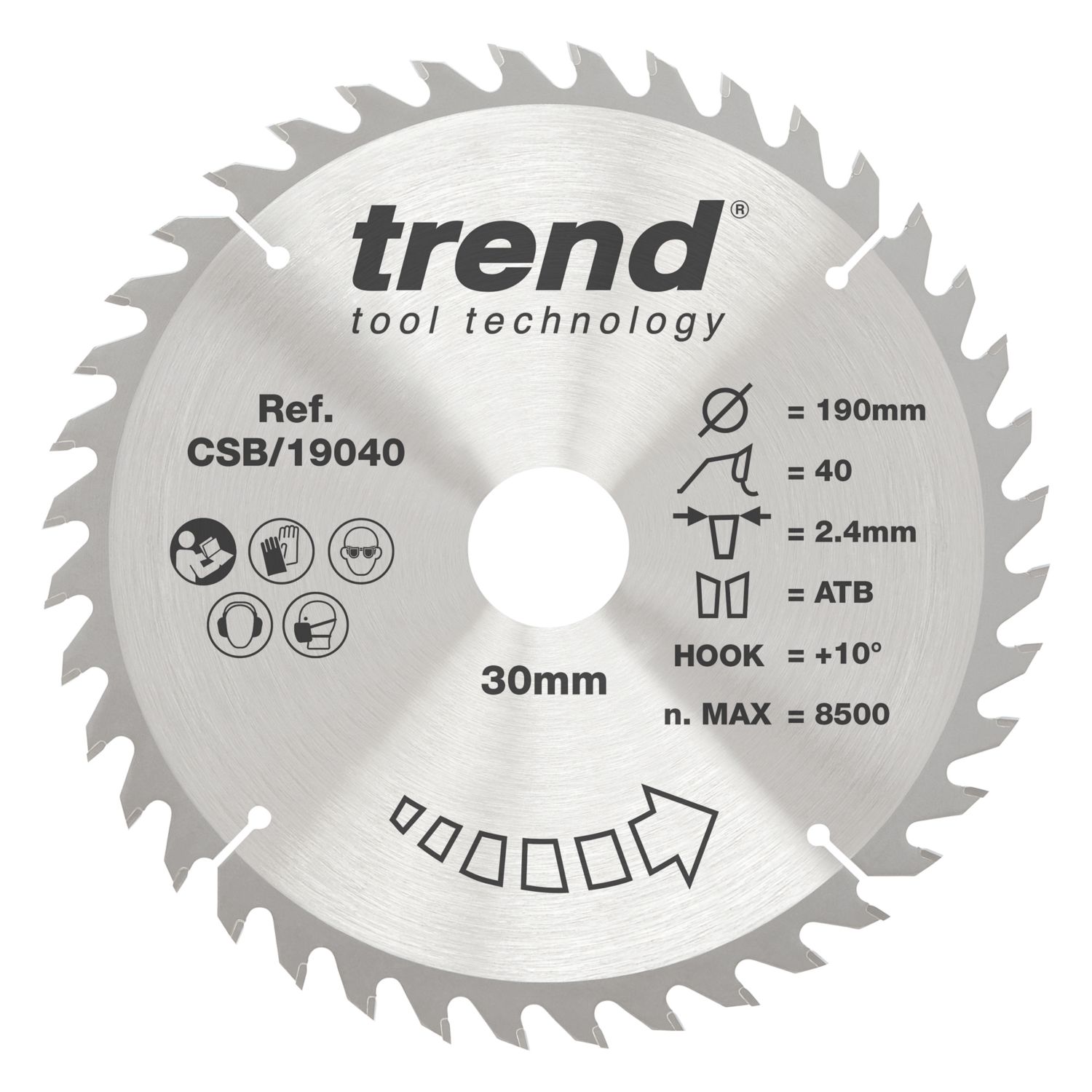 Trend CSB/19040 Wood Circular Saw blade 190mm x 30mm 40T (345XG)