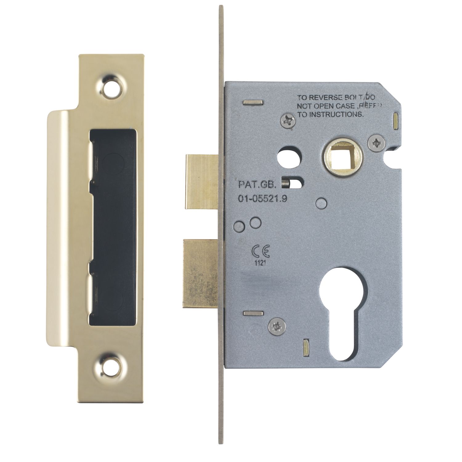 Smith & Locke Fire Rated Electro Brass Euro Profile Sashlock 64mm Case - 44mm Backset (3475P)