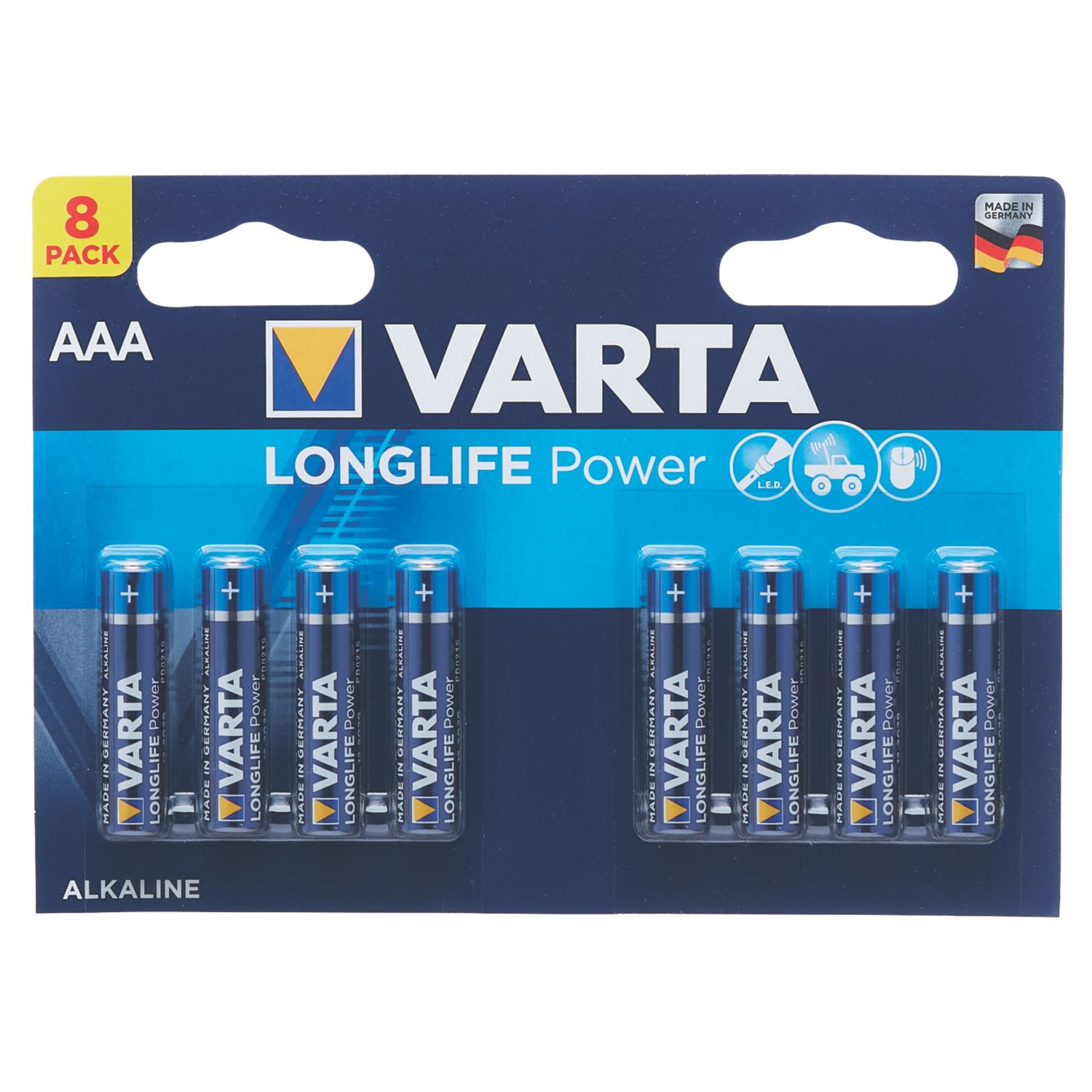 Varta Longlife Power AAA 1.5V Alkaline High Energy Batteries 8 Pack (3515K)
