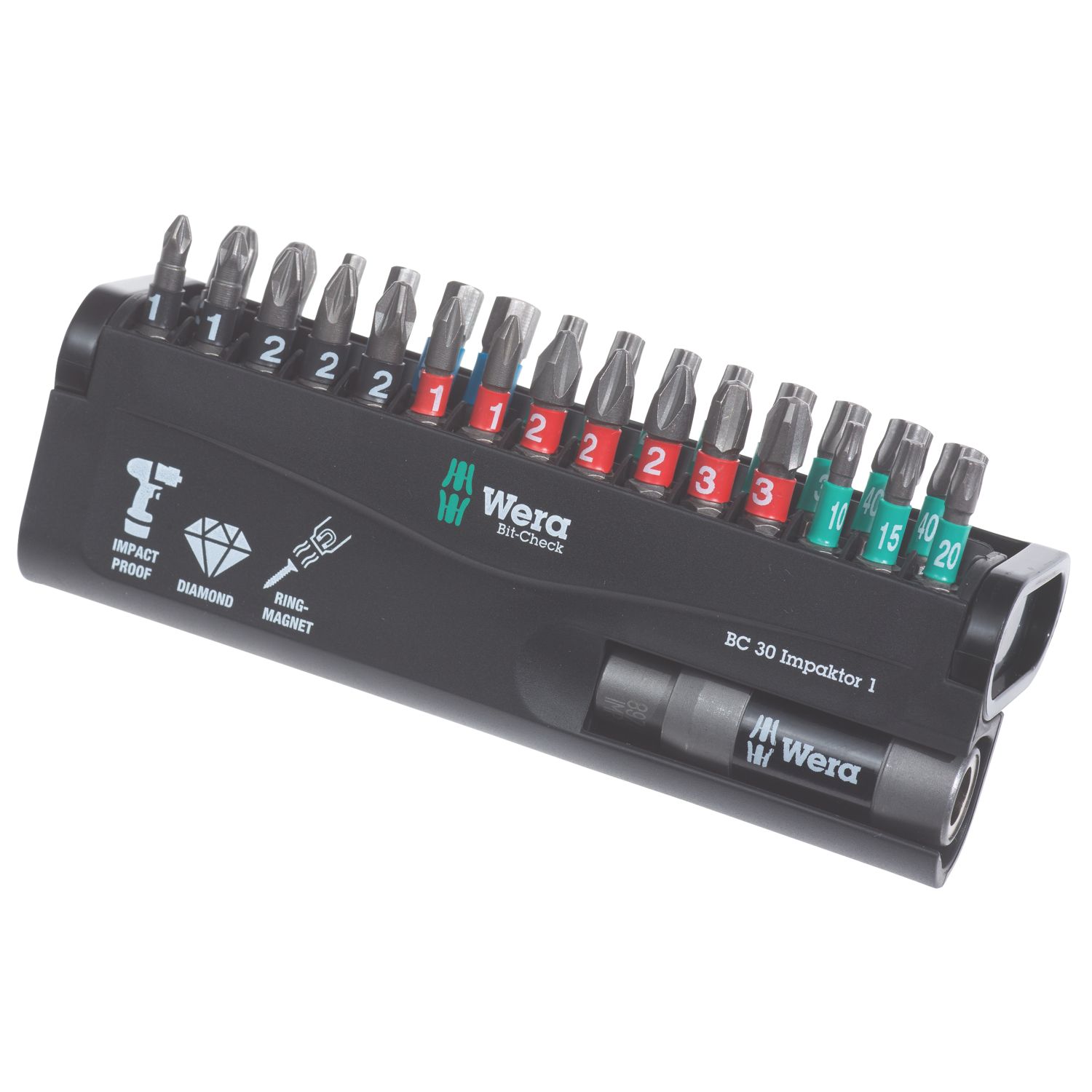 Wera Bit-Check 1/4" Hex Shank Mixed Impaktor TriTorsion Screwdriver Bit Set 30 Pieces (353FP)