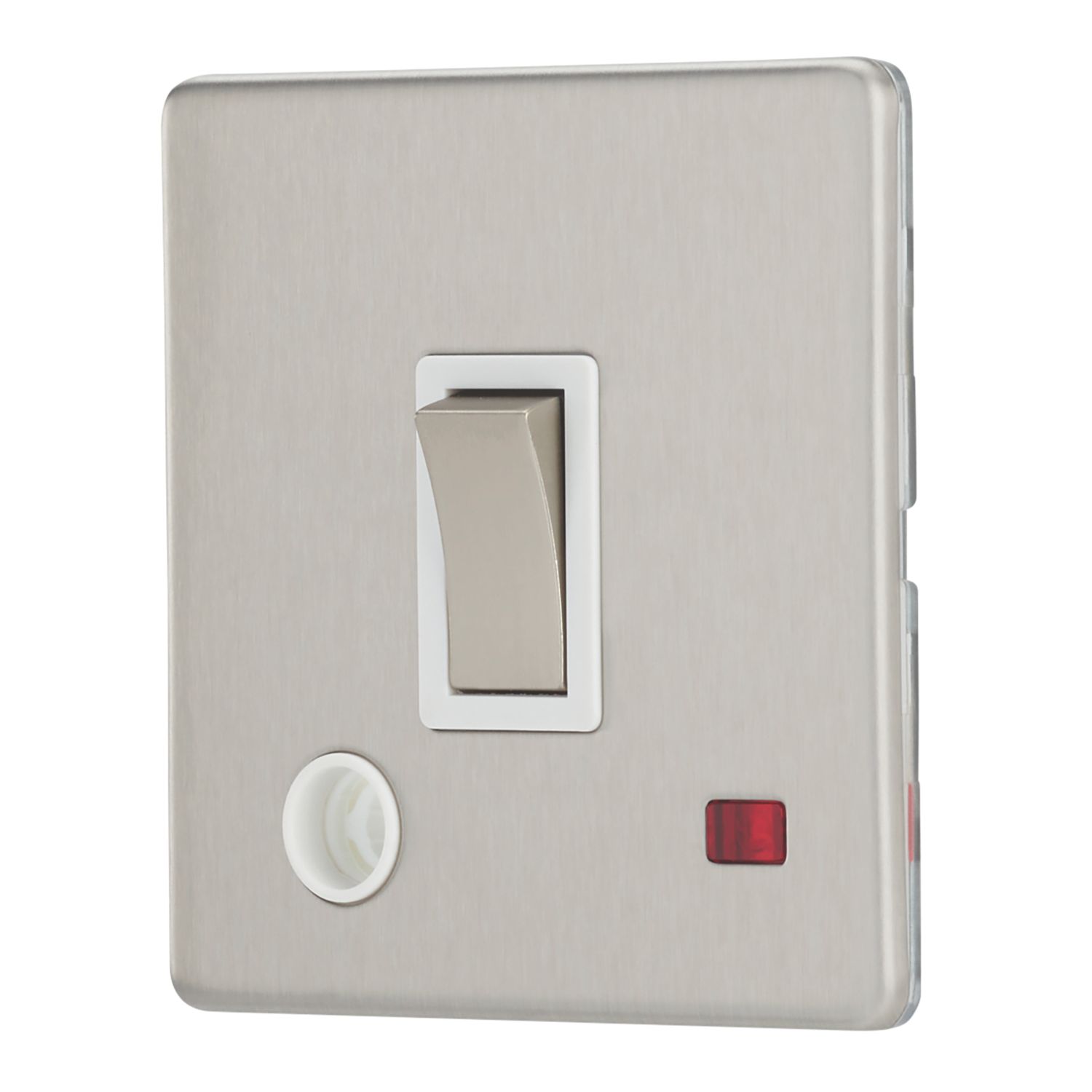 Contactum Lyric 20A 1-Gang DP Control Switch & Flex Outlet Brushed Steel with Neon with White Inserts (353RK)
