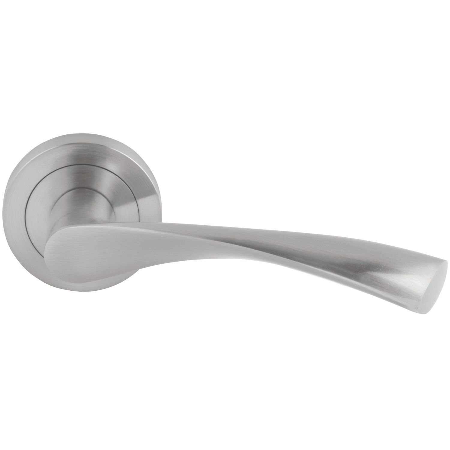 Smith & Locke Bude Fire Rated Lever on Rose Door Handles Pair Brushed Nickel (355FH)