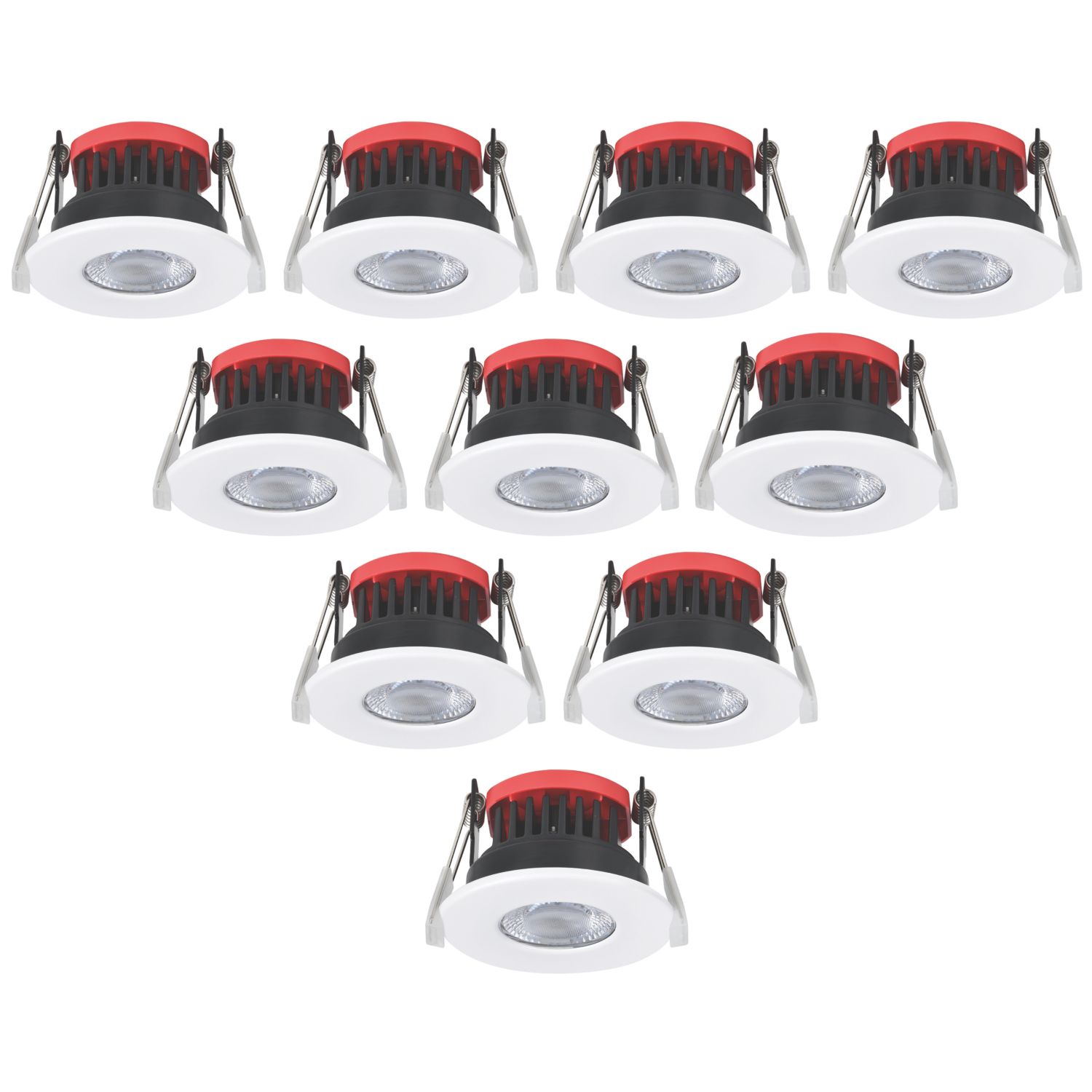 Lexco Tauri Fixed Fire Rated LED Downlights White 8W 500-800lm 10 Pack (355RE)