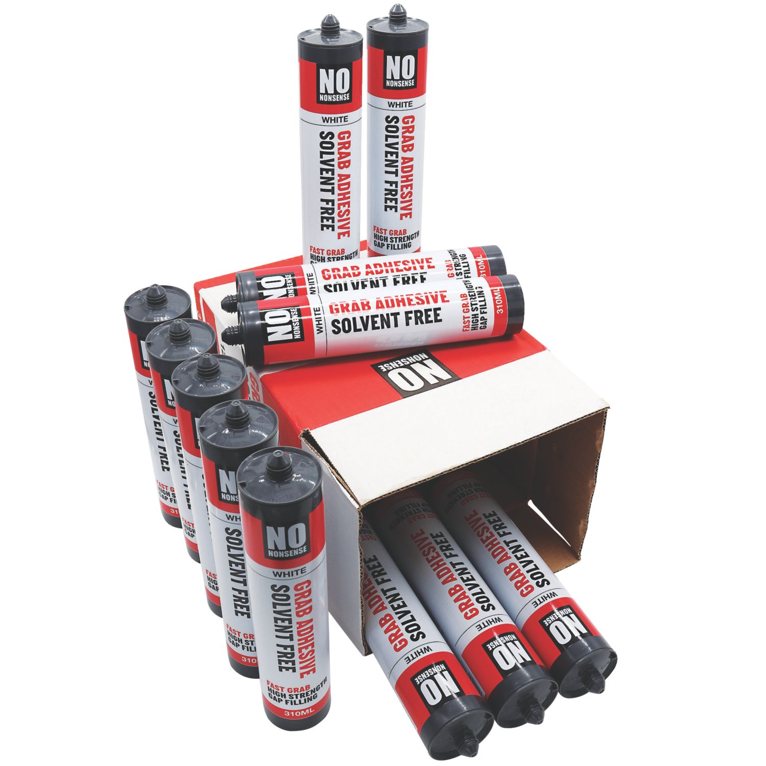 No Nonsense Solvent-Free Grab Adhesive White 310ml 12 Pack (356RU)