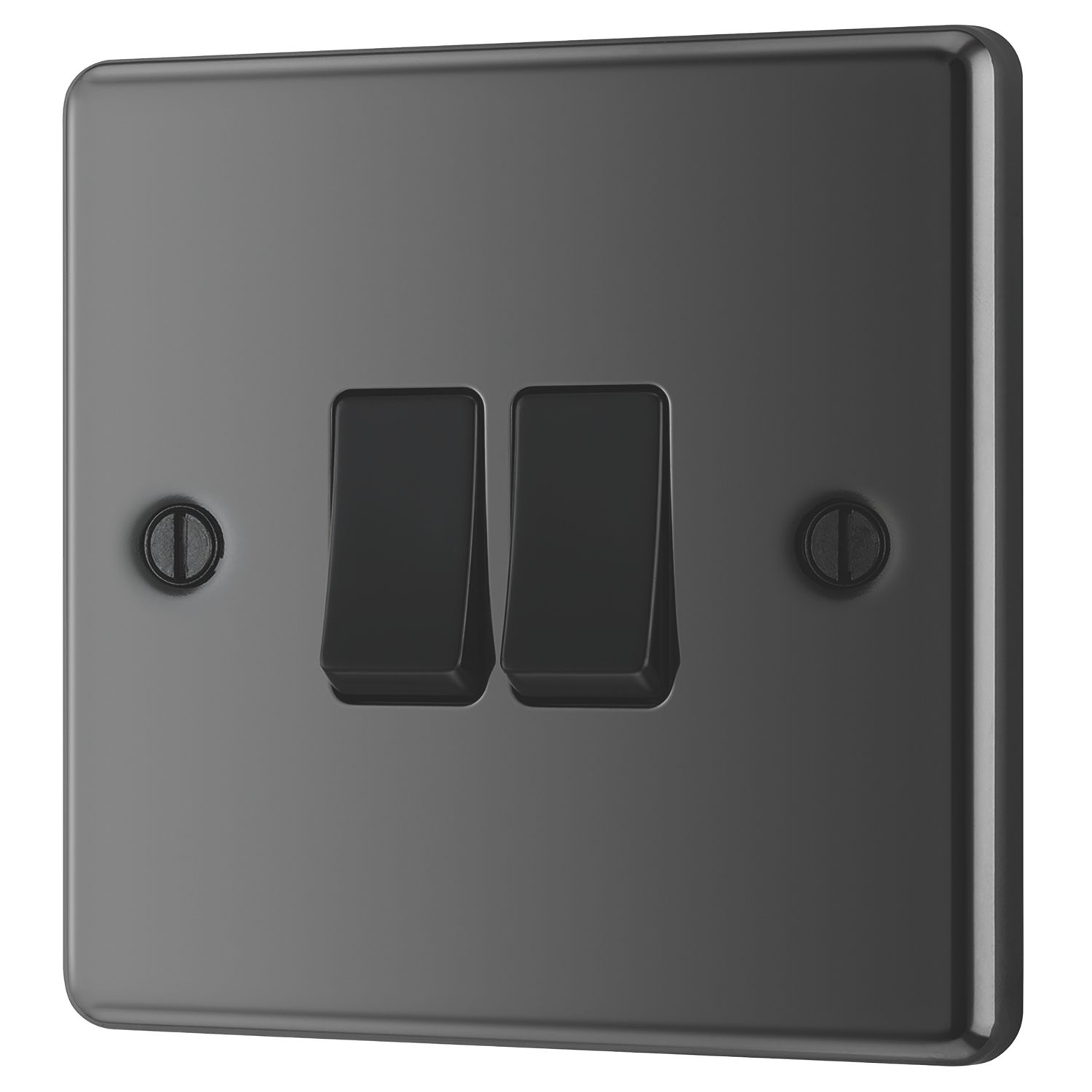 LAP 10AX 2-Gang 2-Way Light Switch Black Nickel with Black Inserts (35780)