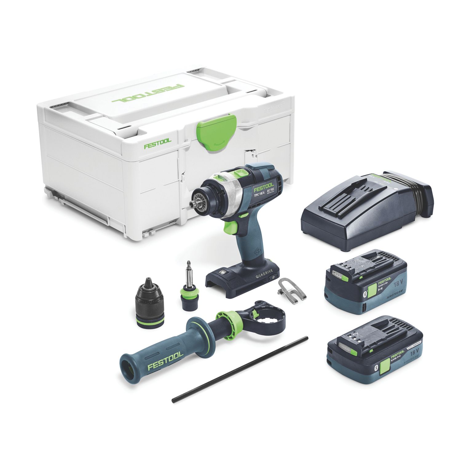 Festool TPC 18/4 5.0/4.0 I-Plus Quadrive 18V 2 x 4.0 / 5.0Ah Li-Ion Airstream Brushless Cordless Percussion Drill (357HN)