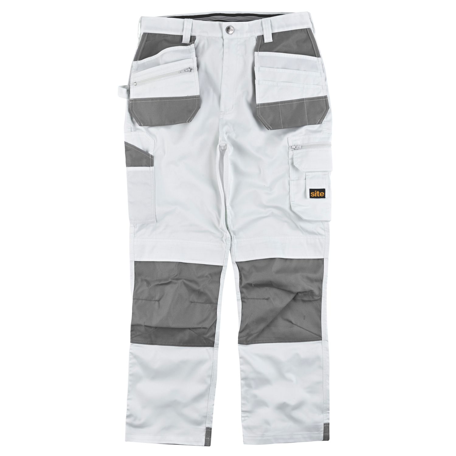 Site Jackal Work Trousers White / Grey 30" W 32" L (3584V)