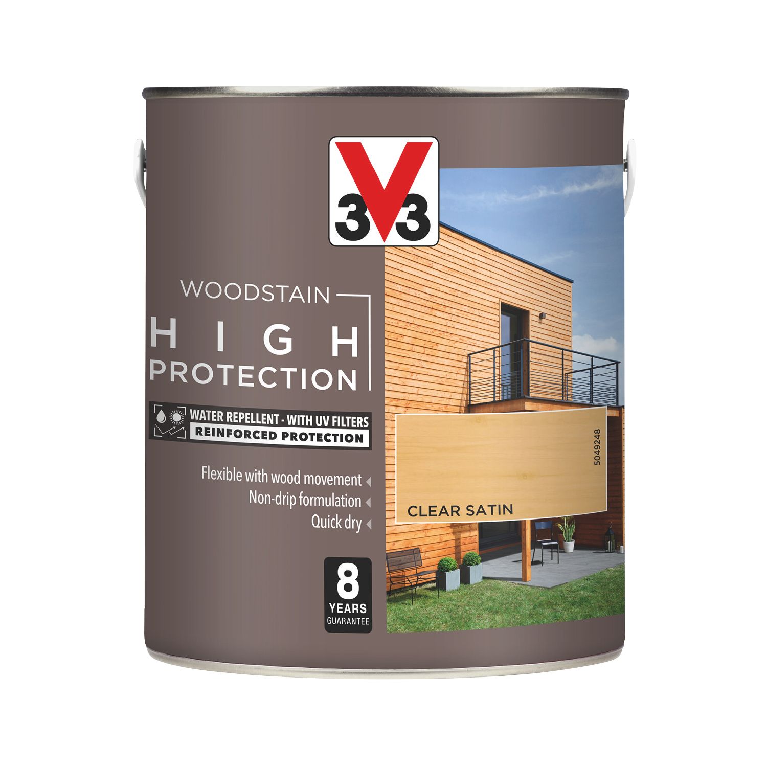 V33 2.5Ltr Clear Satin Water-Based Exterior Wood Stain (358JY)